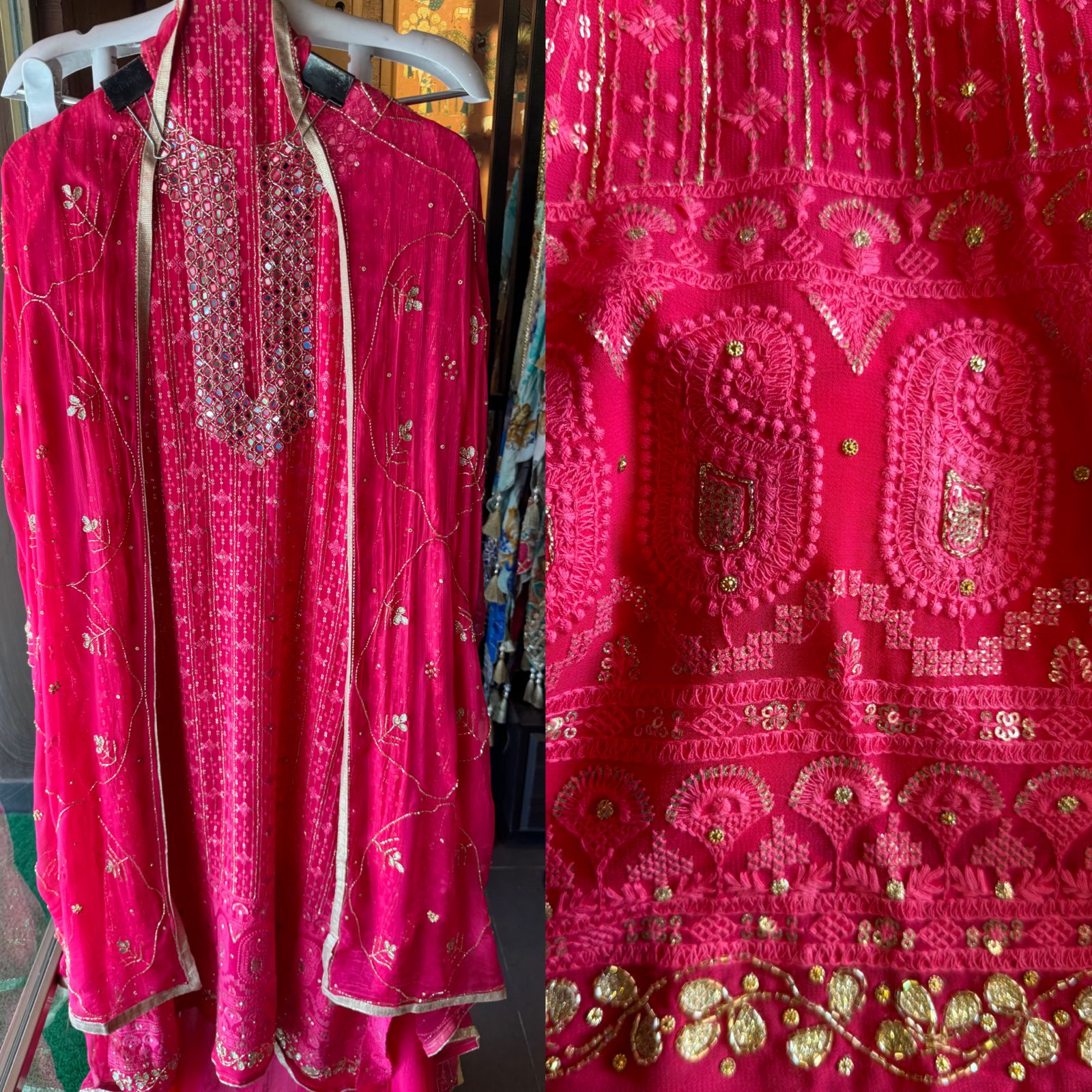 Pure Georgette Lakhnavi shirt (Unstitched) with thread