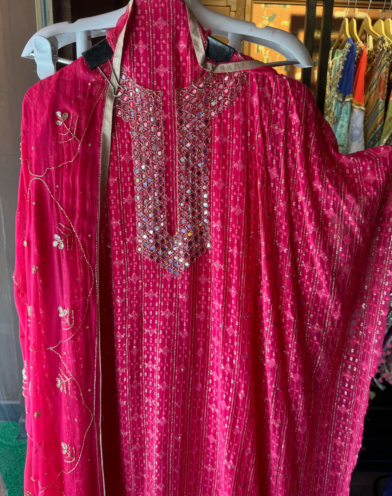 Pure Georgette Lakhnavi shirt (Unstitched) with thread