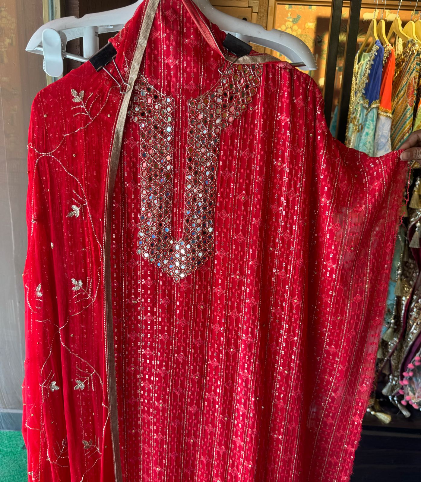 Pure Georgette Lakhnavi shirt (Unstitched) with thread