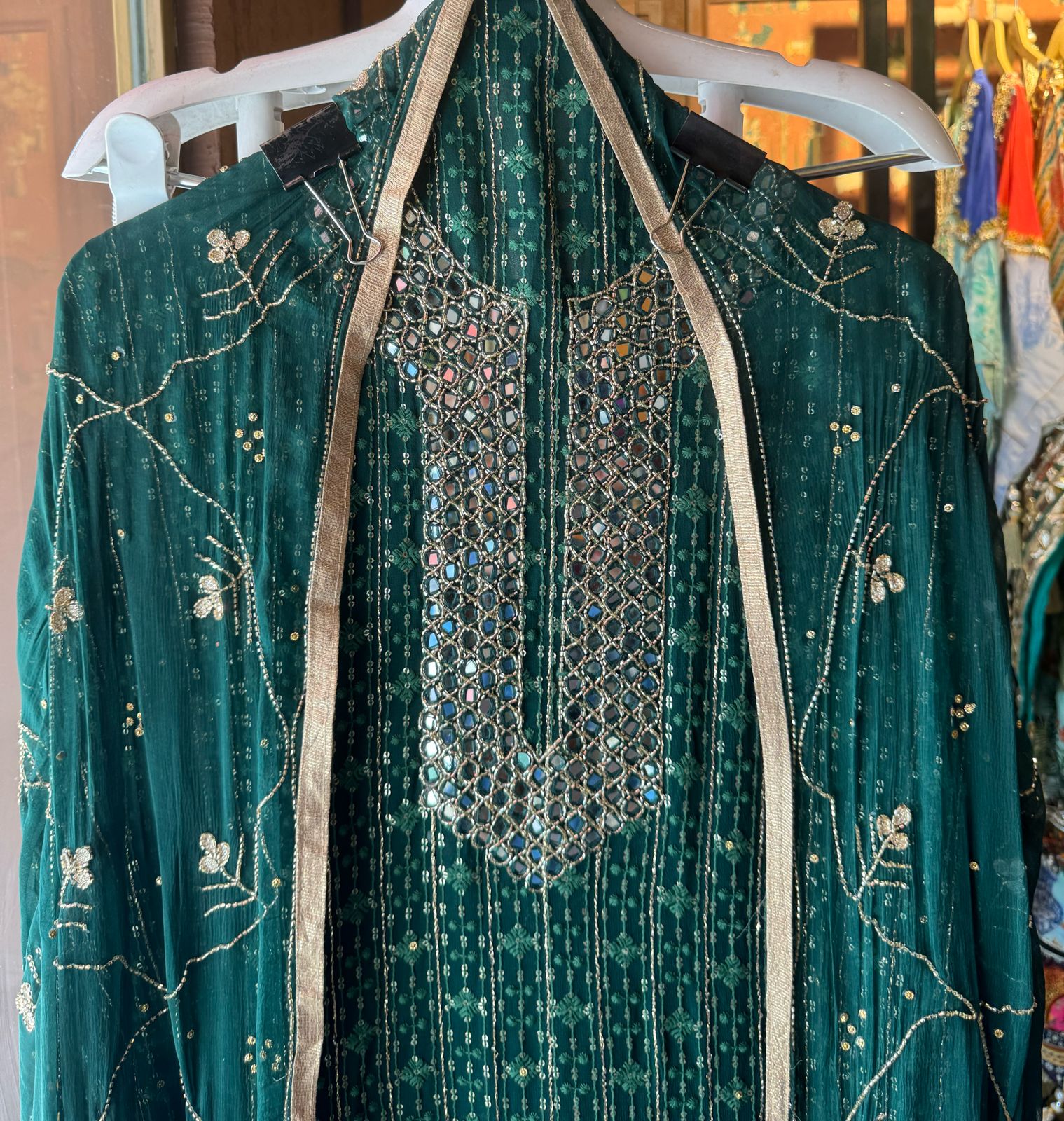 Pure Georgette Lakhnavi shirt (Unstitched) with thread