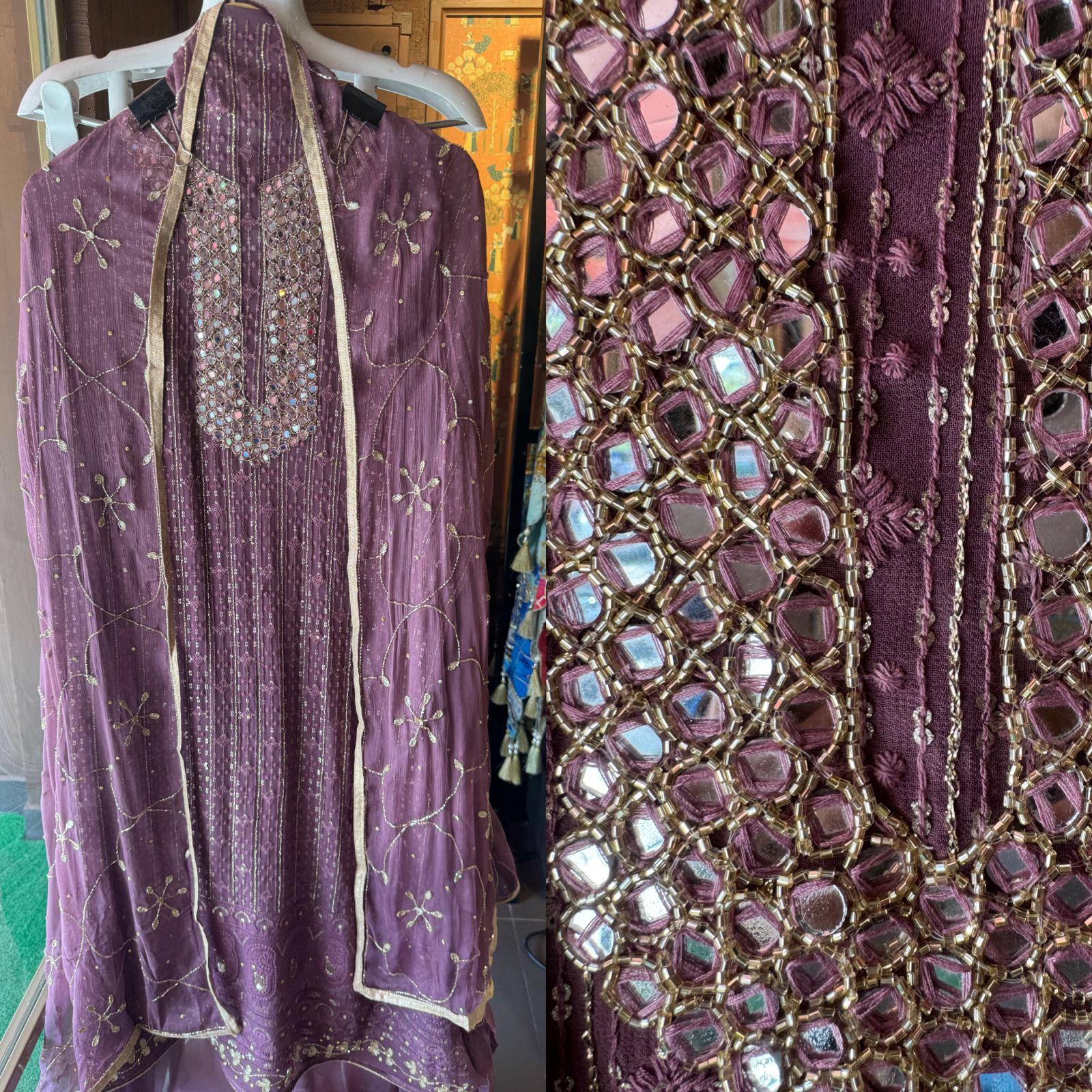 Pure Georgette Lakhnavi shirt (Unstitched) with thread