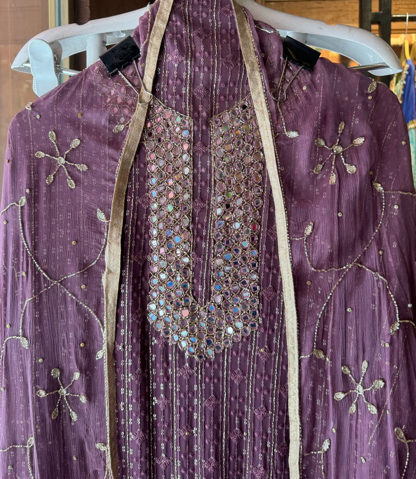 Pure Georgette Lakhnavi shirt (Unstitched) with thread