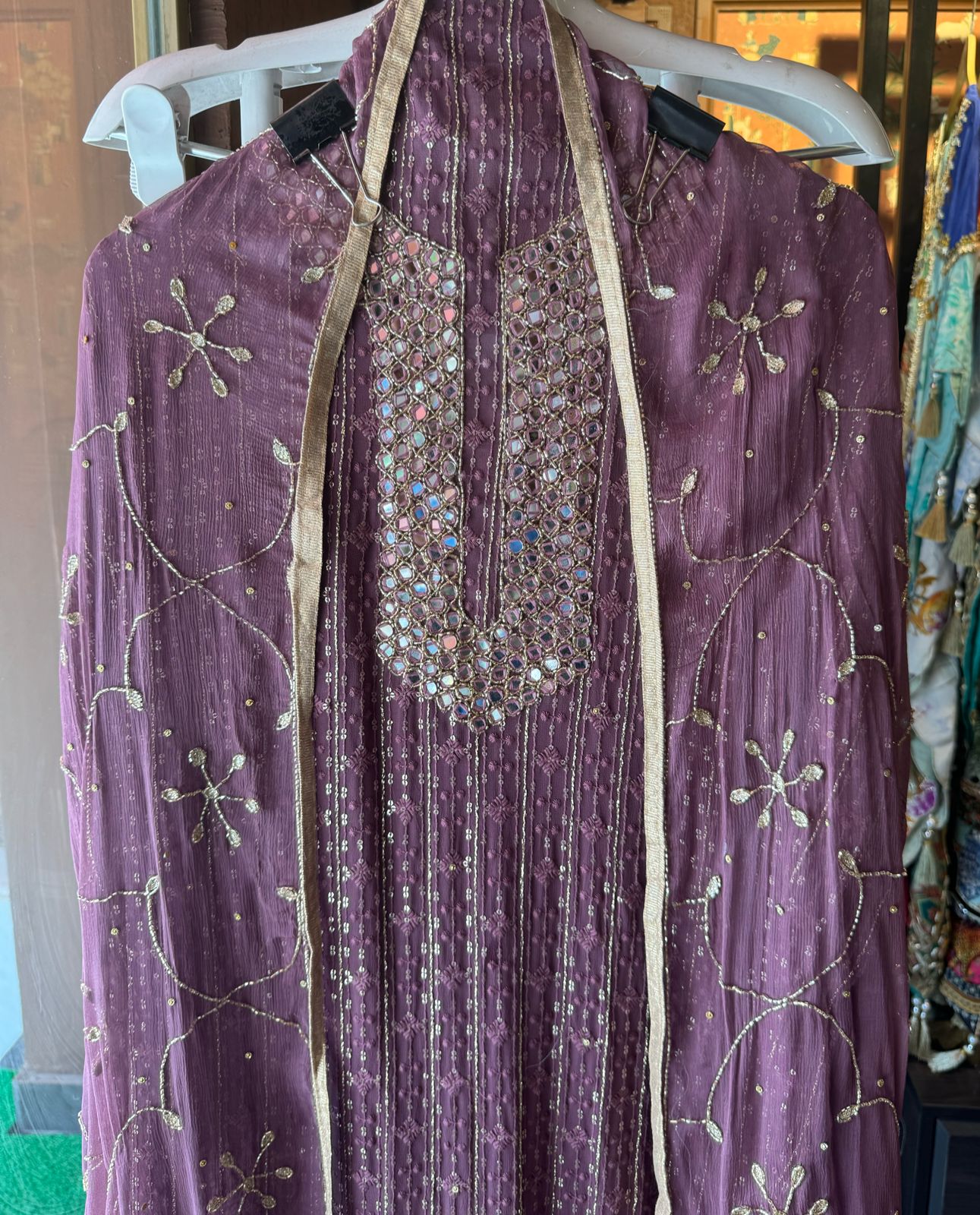 Pure Georgette Lakhnavi shirt (Unstitched) with thread