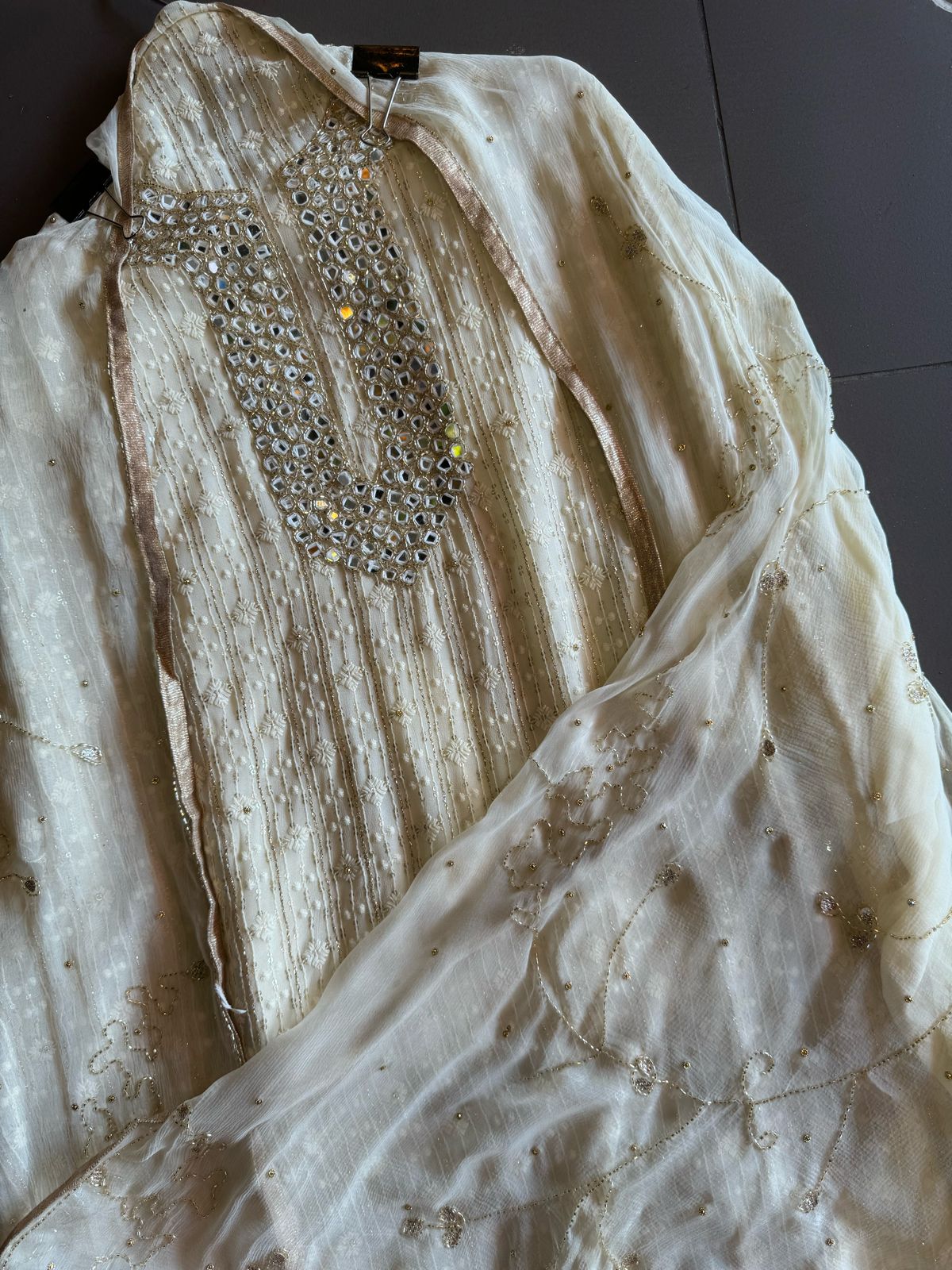 Pure Georgette Lakhnavi shirt (Unstitched) with thread