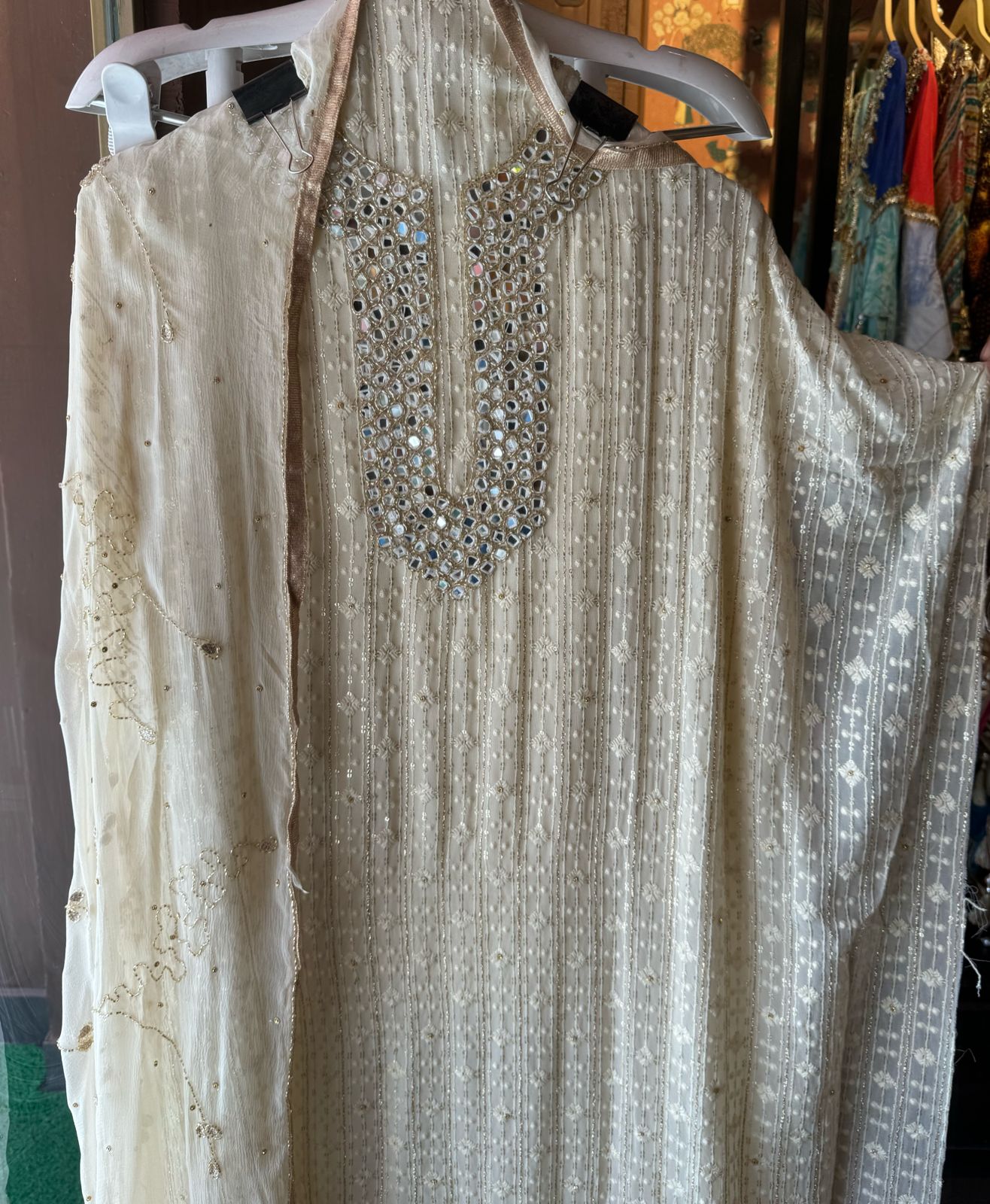 Pure Georgette Lakhnavi shirt (Unstitched) with thread