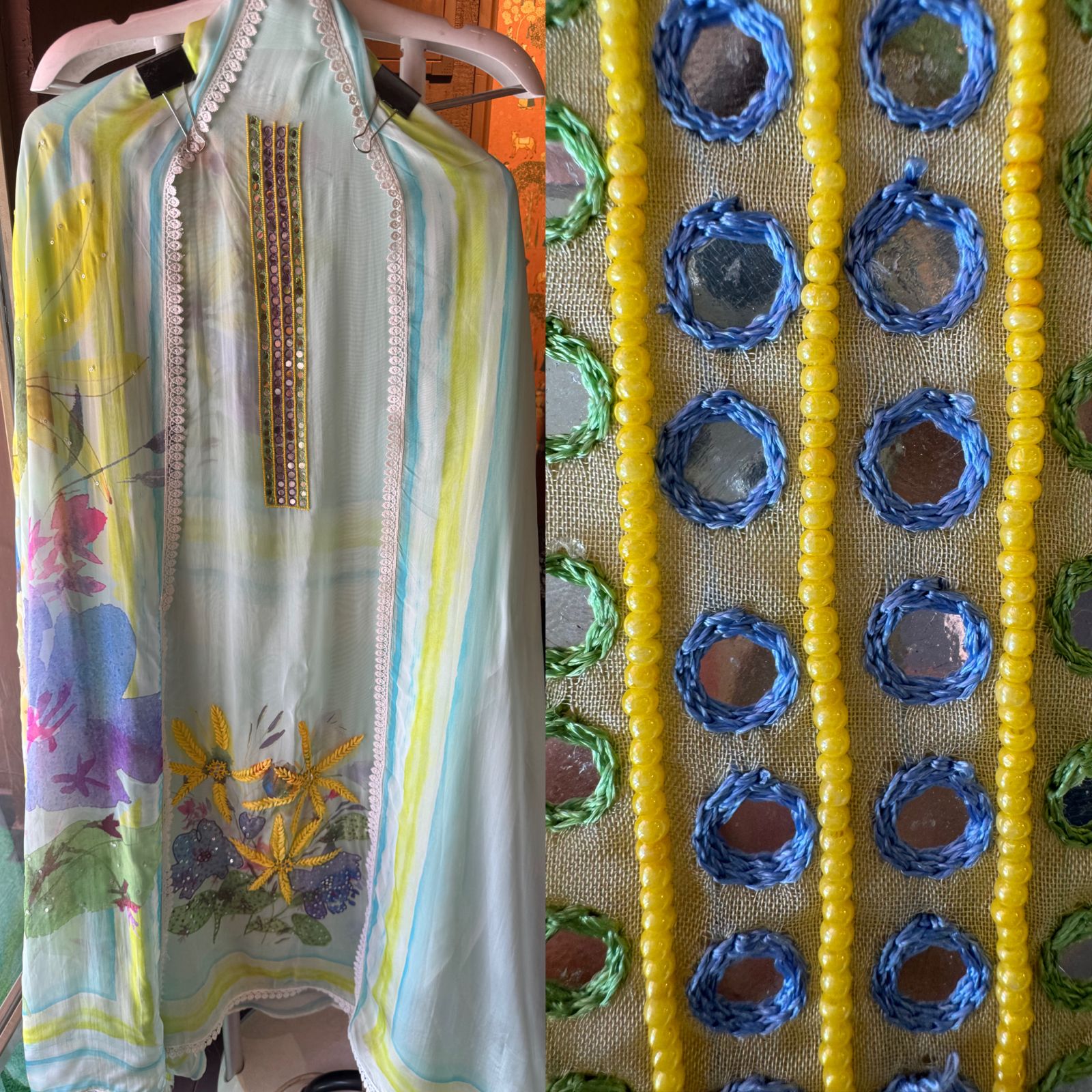 100% Pure soft organza shirt with very high quality digital