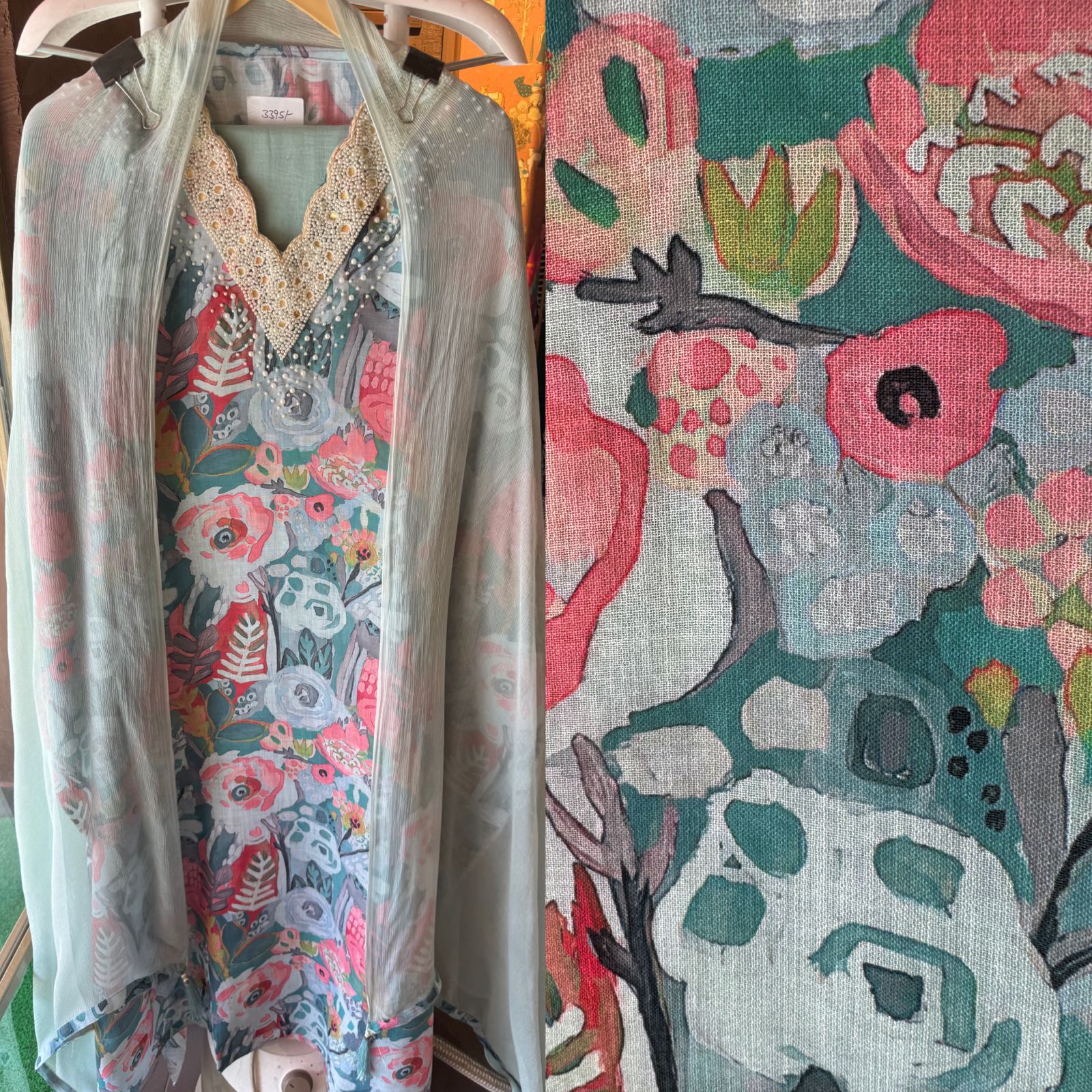 Pure digital printed cotton linen unstitched full size shirt