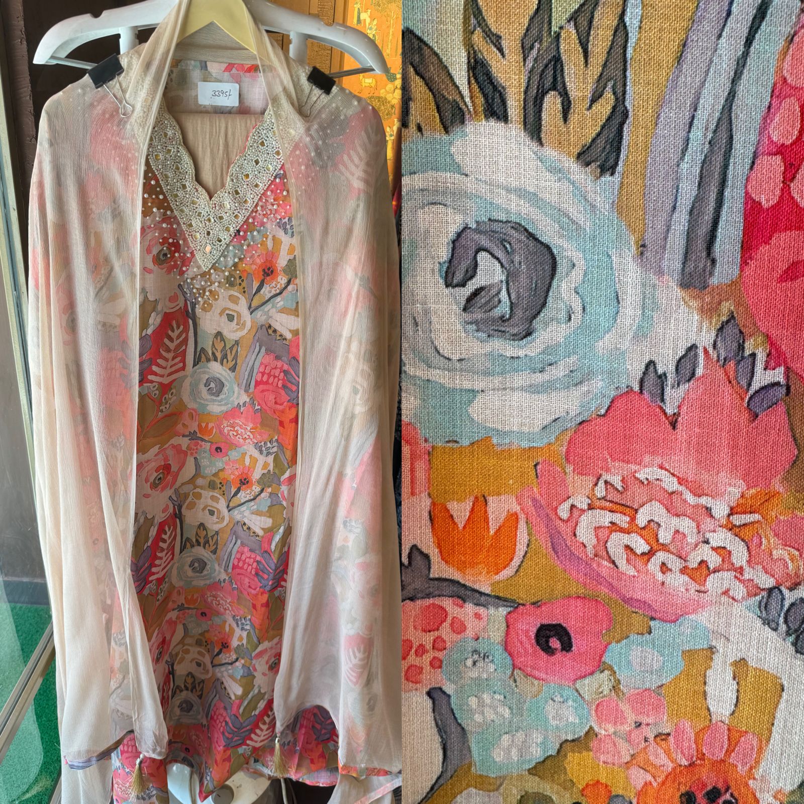 Pure digital printed cotton linen unstitched full size shirt