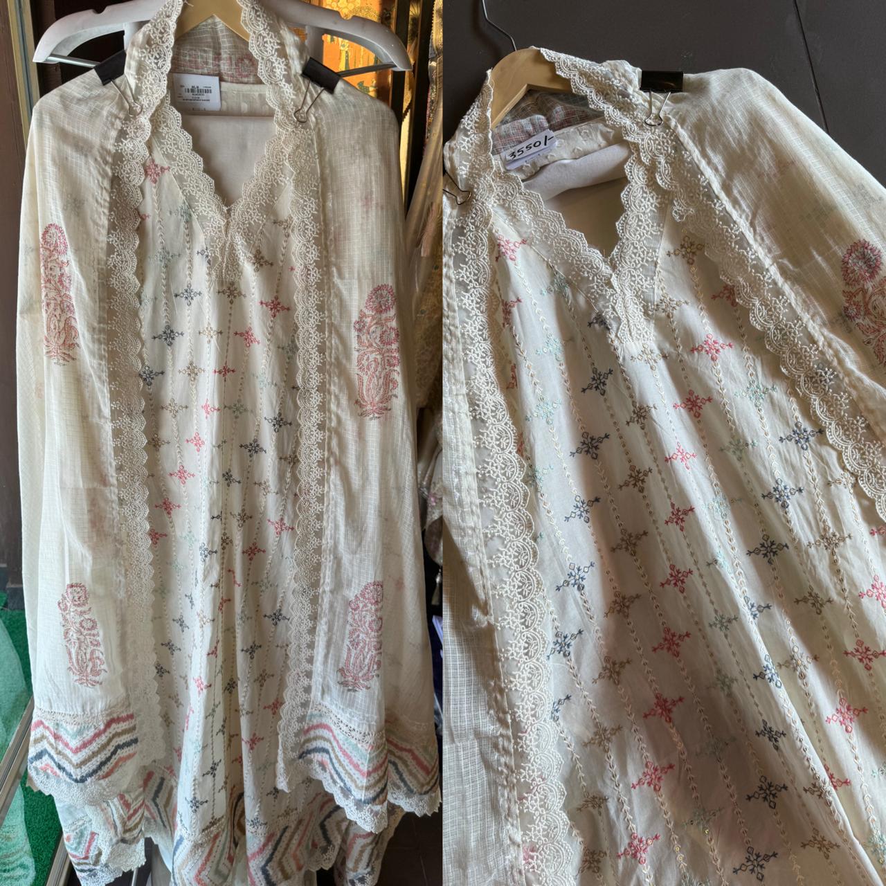 Cotton Shirt with thread and Sequence Kadhai done on