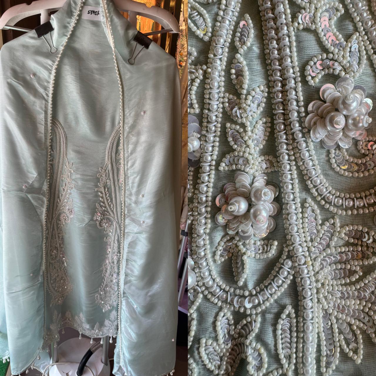 Pure shimmer tissue unstitched Pakistani hand embroidered Concepts.