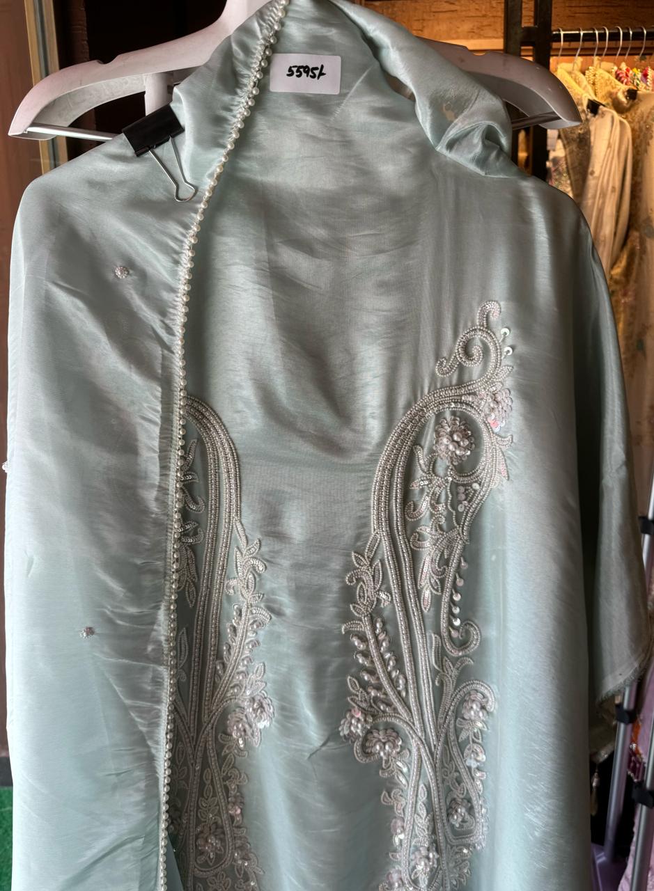 Pure shimmer tissue unstitched Pakistani hand embroidered Concepts.