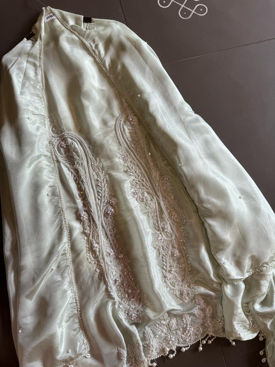 Pure shimmer tissue unstitched Pakistani hand embroidered Concepts.