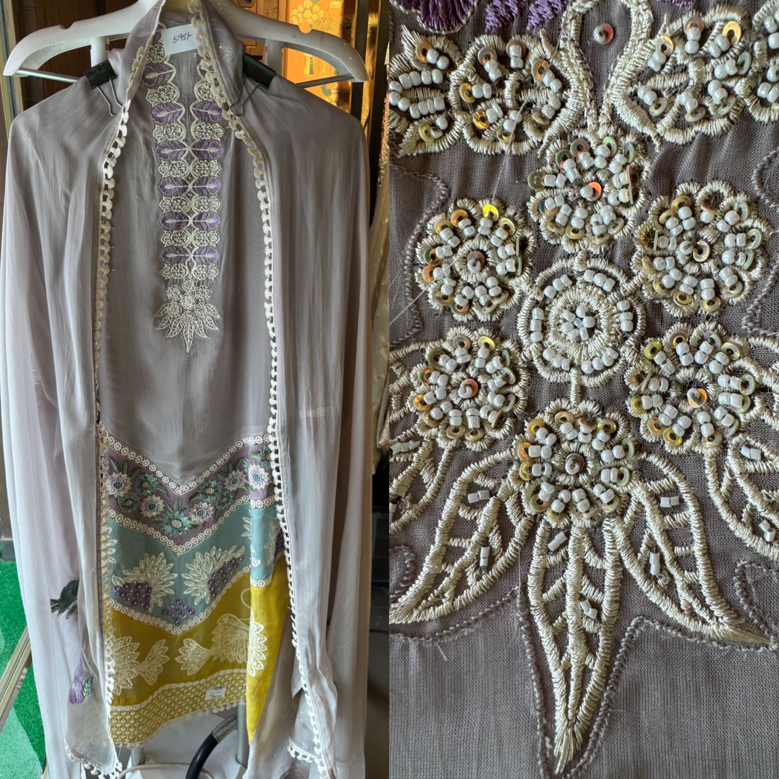 Pure and soft organza unstitched Shirt with very Beautiful