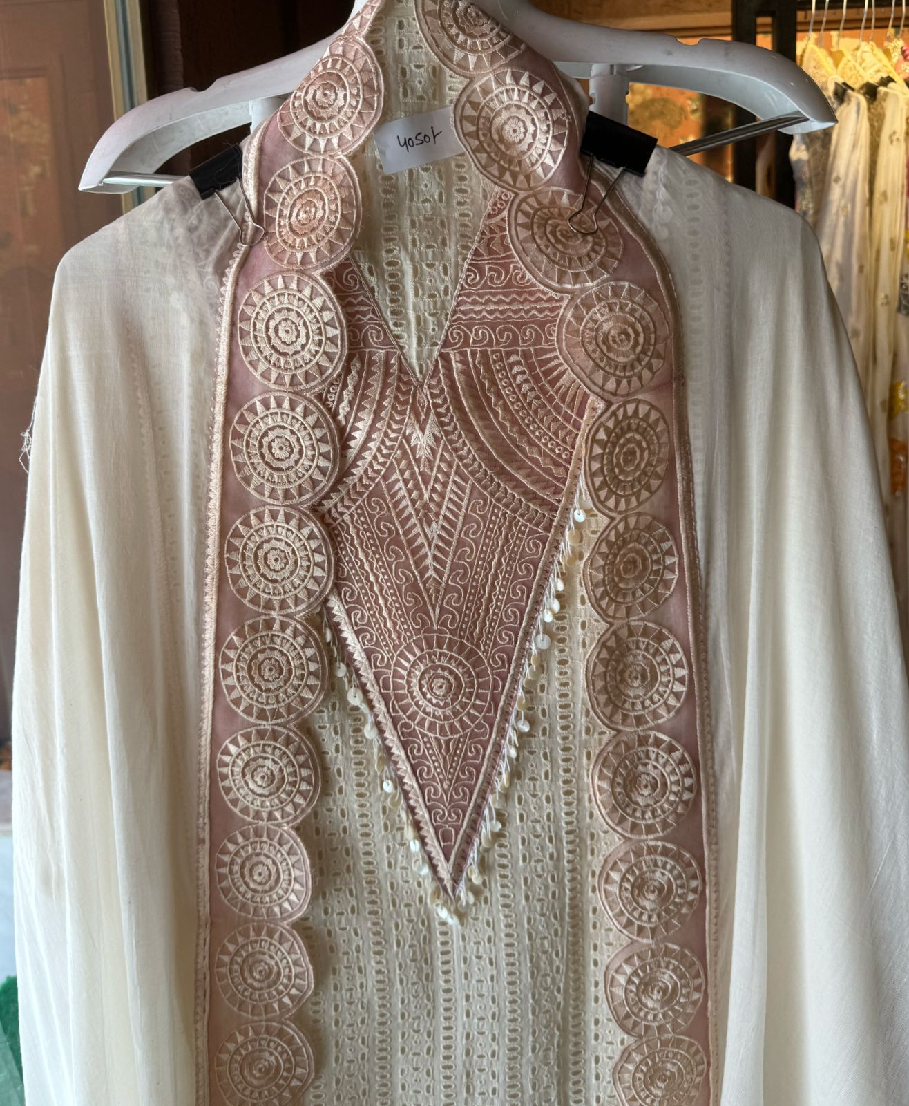 Beautiful summerish Mul cotton chicken suits with designer front with laces and thread embroidered (Copy)
