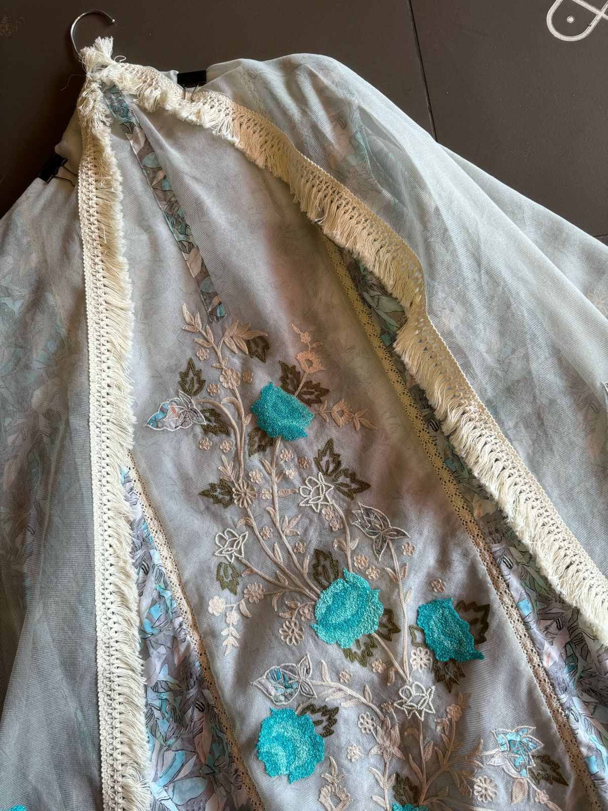 Super net unstitched shirt with Printed sides On muslin cotton (Copy)