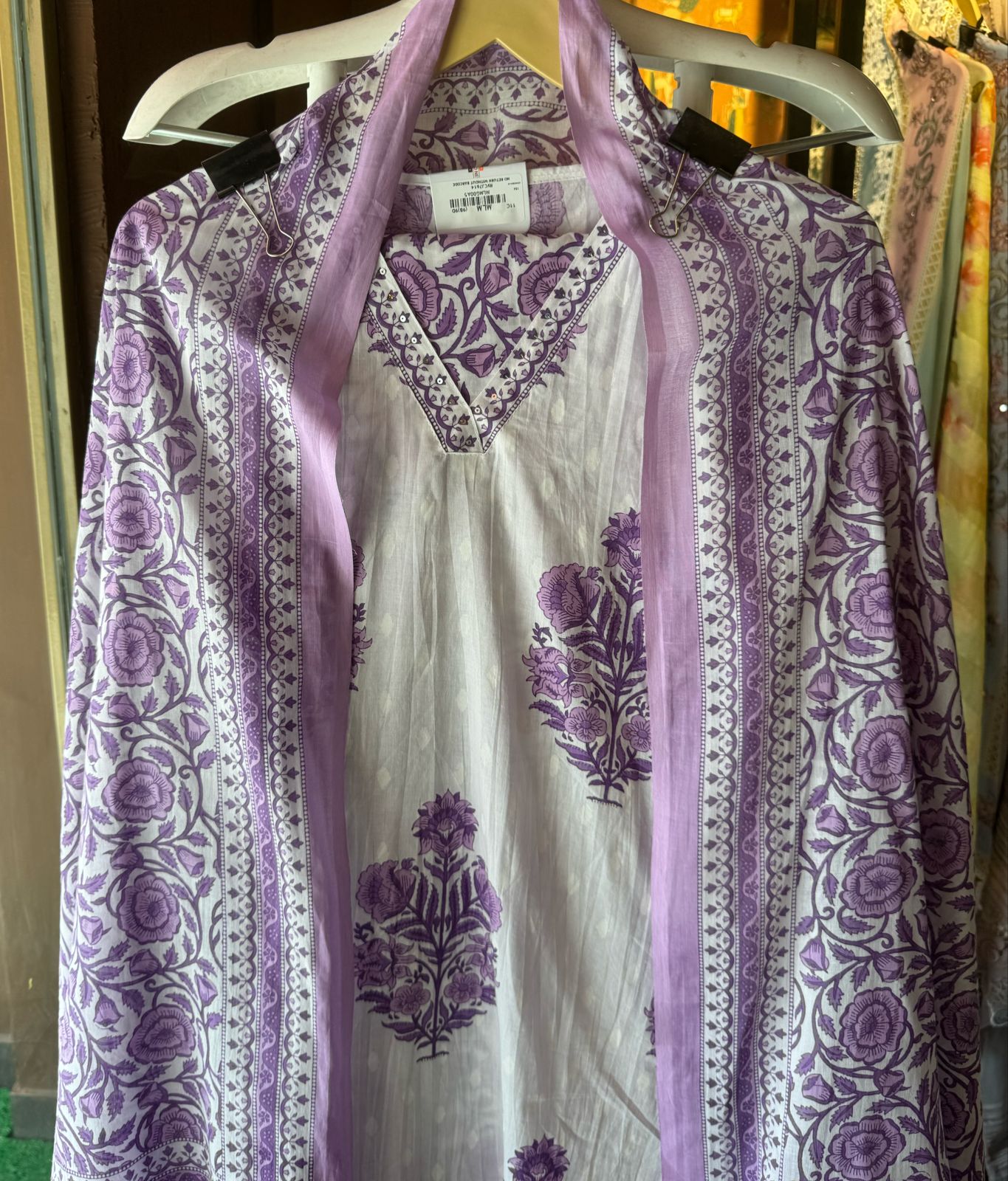 Pure organic cotton digital printed suits with V Neckline with sequence highlighting