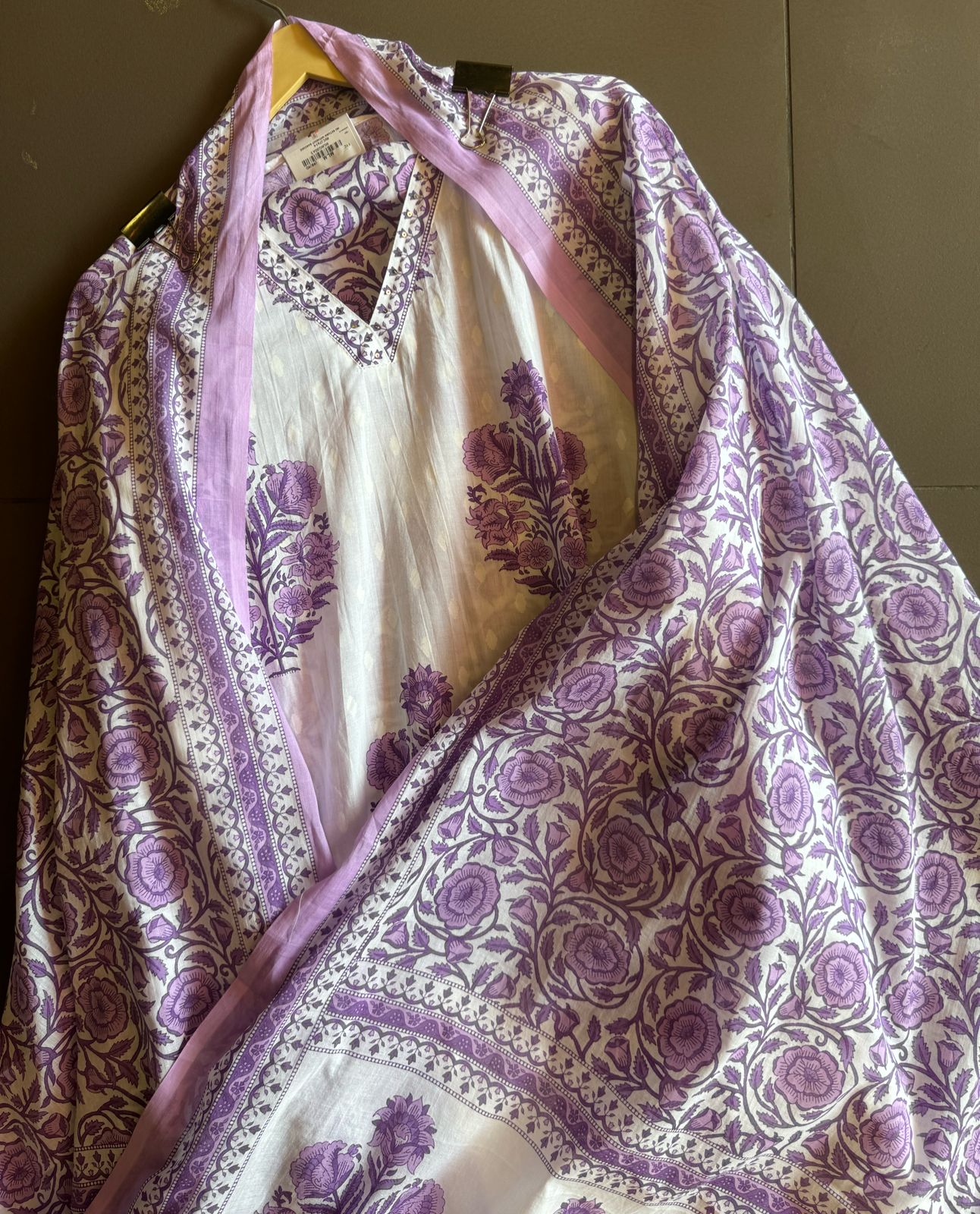 Pure organic cotton digital printed suits with V Neckline with sequence highlighting