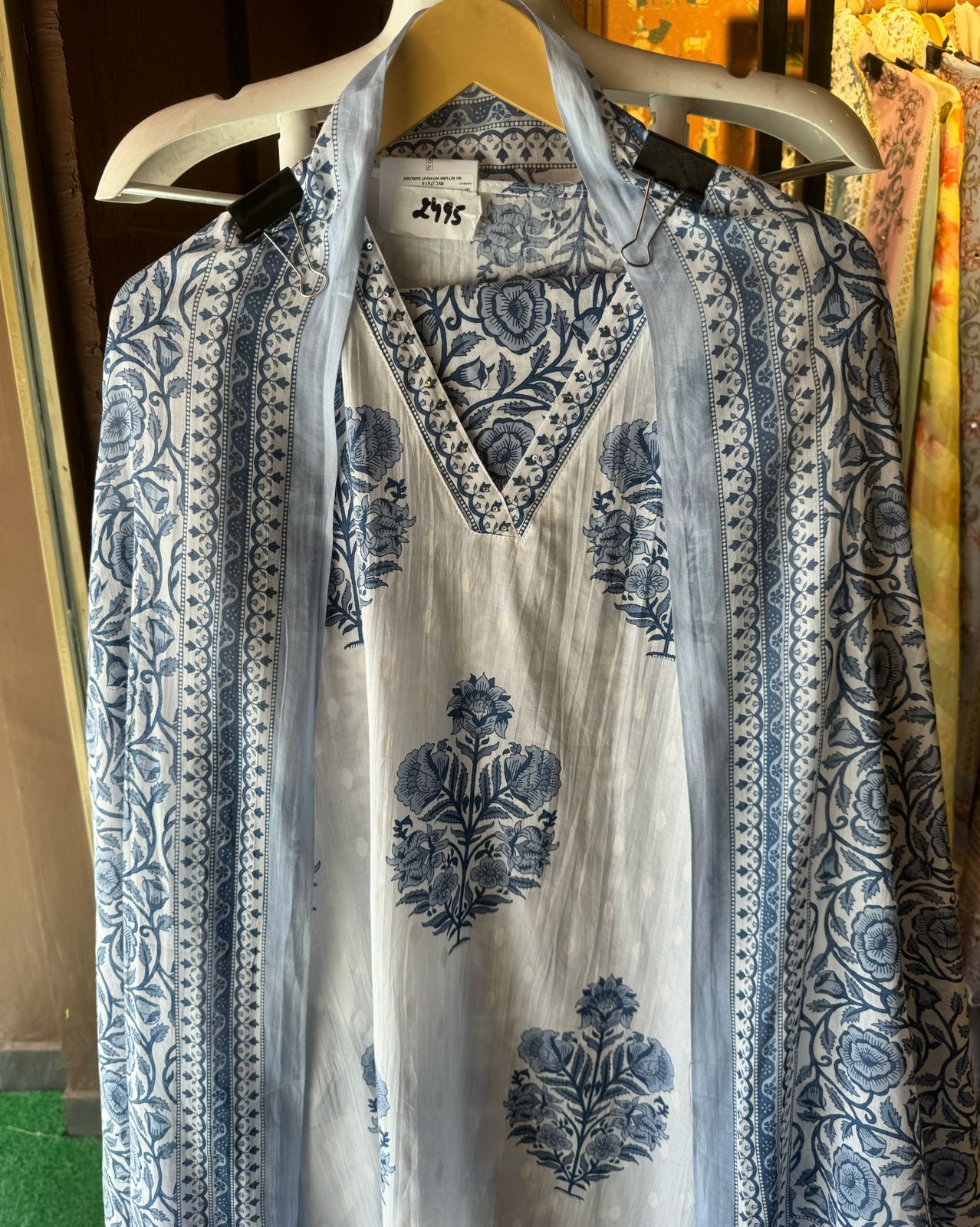 Pure organic cotton digital printed suits with V Neckline with sequence highlighting