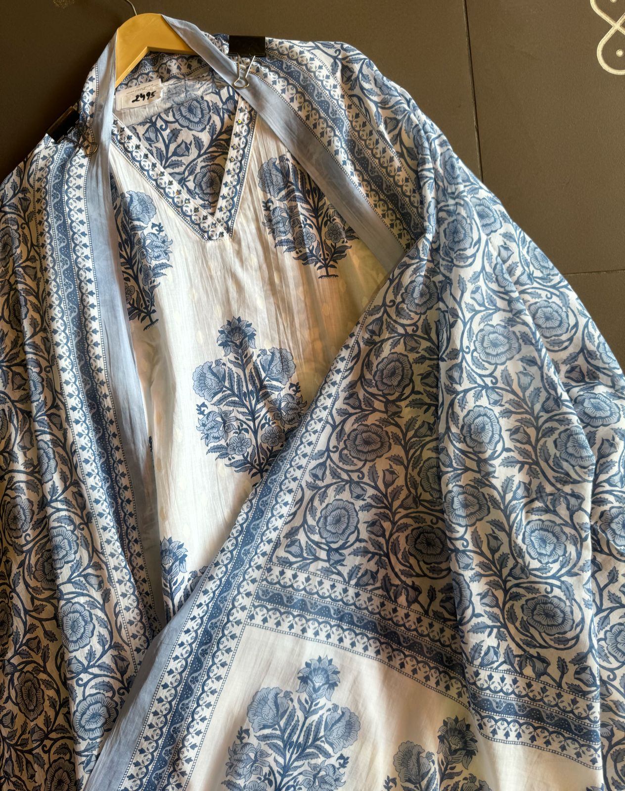 Pure organic cotton digital printed suits with V Neckline with sequence highlighting