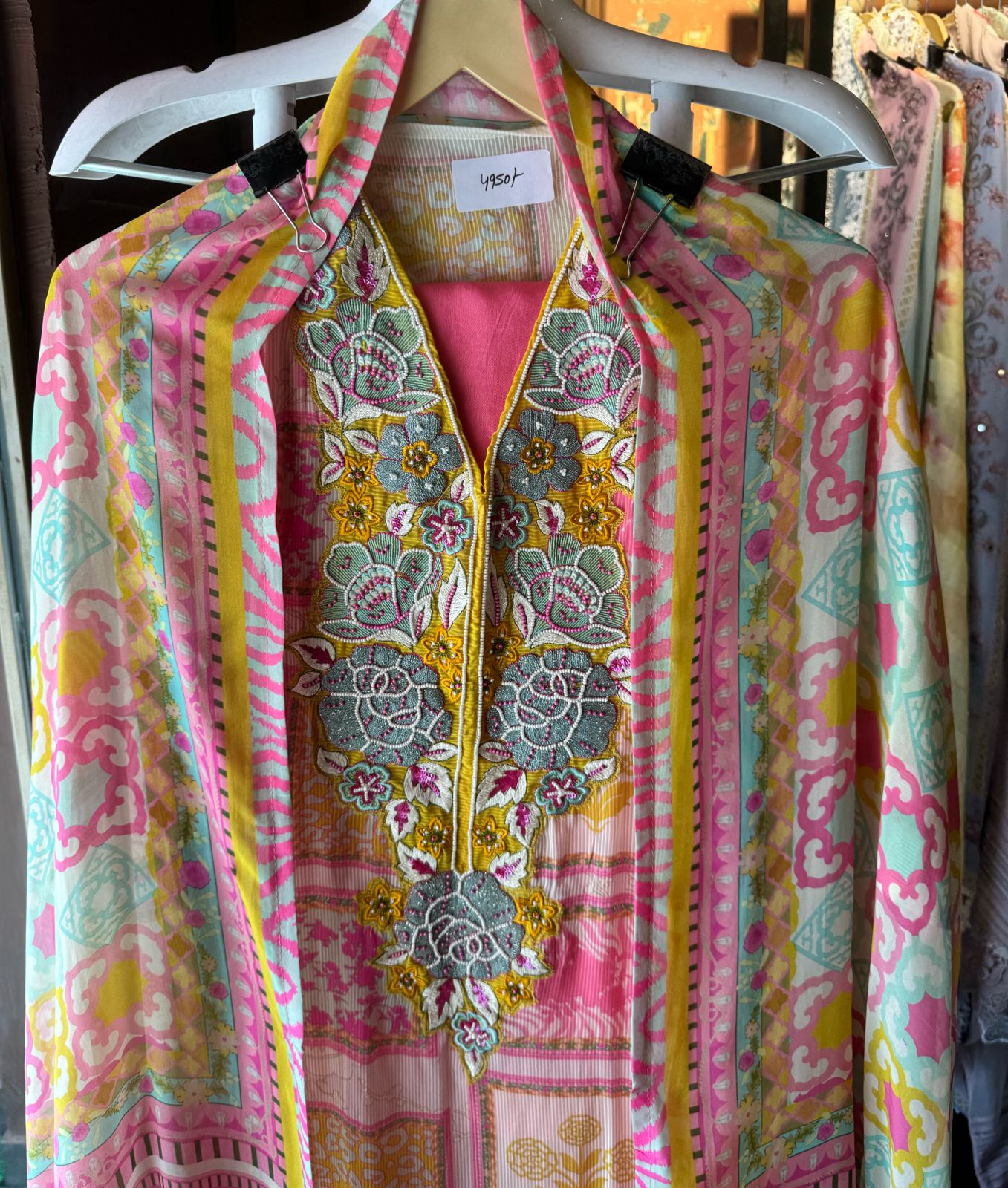 Pure Original Korean organza Box digital printed shirt with very beautiful embroidered