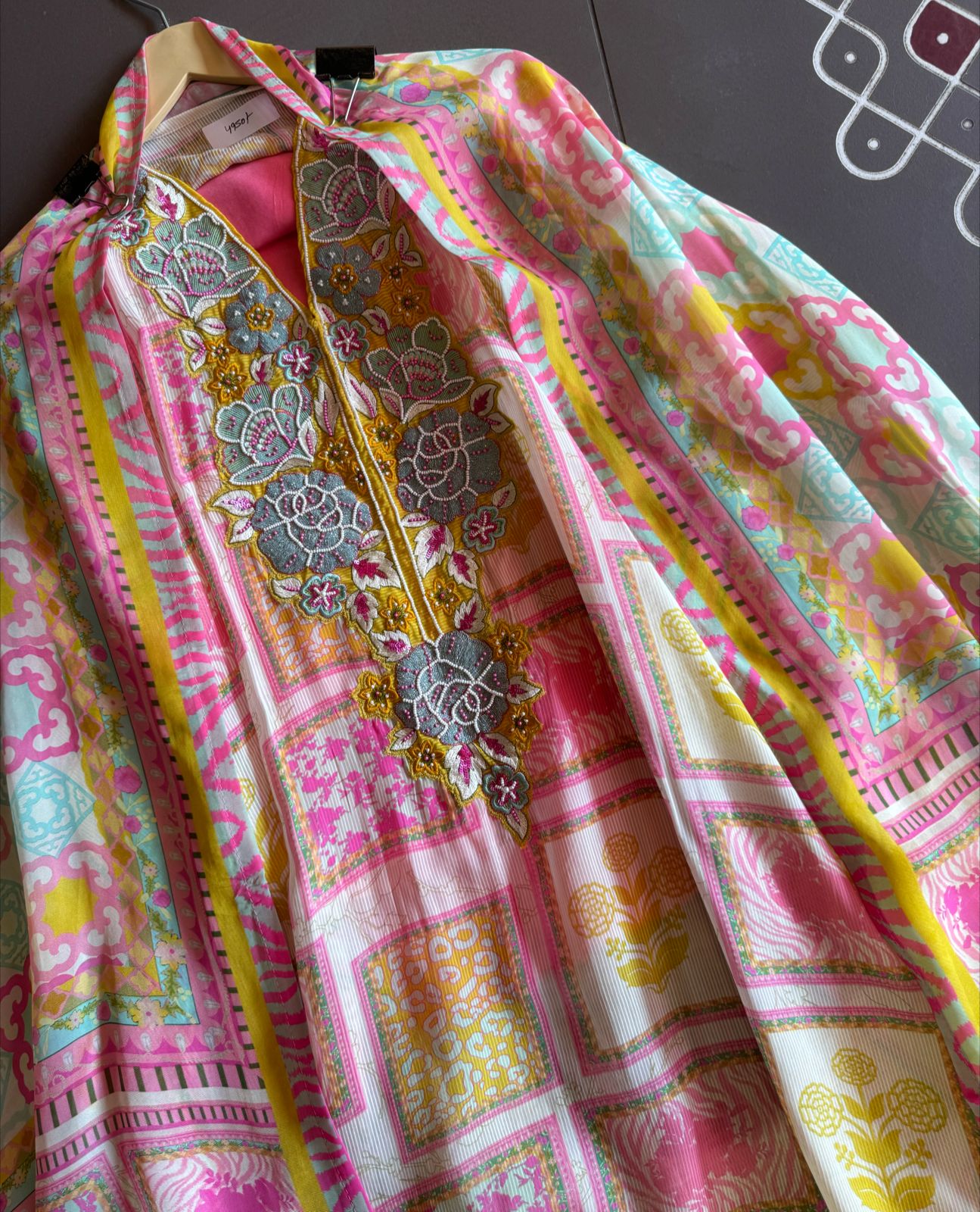 Pure Original Korean organza Box digital printed shirt with very beautiful embroidered