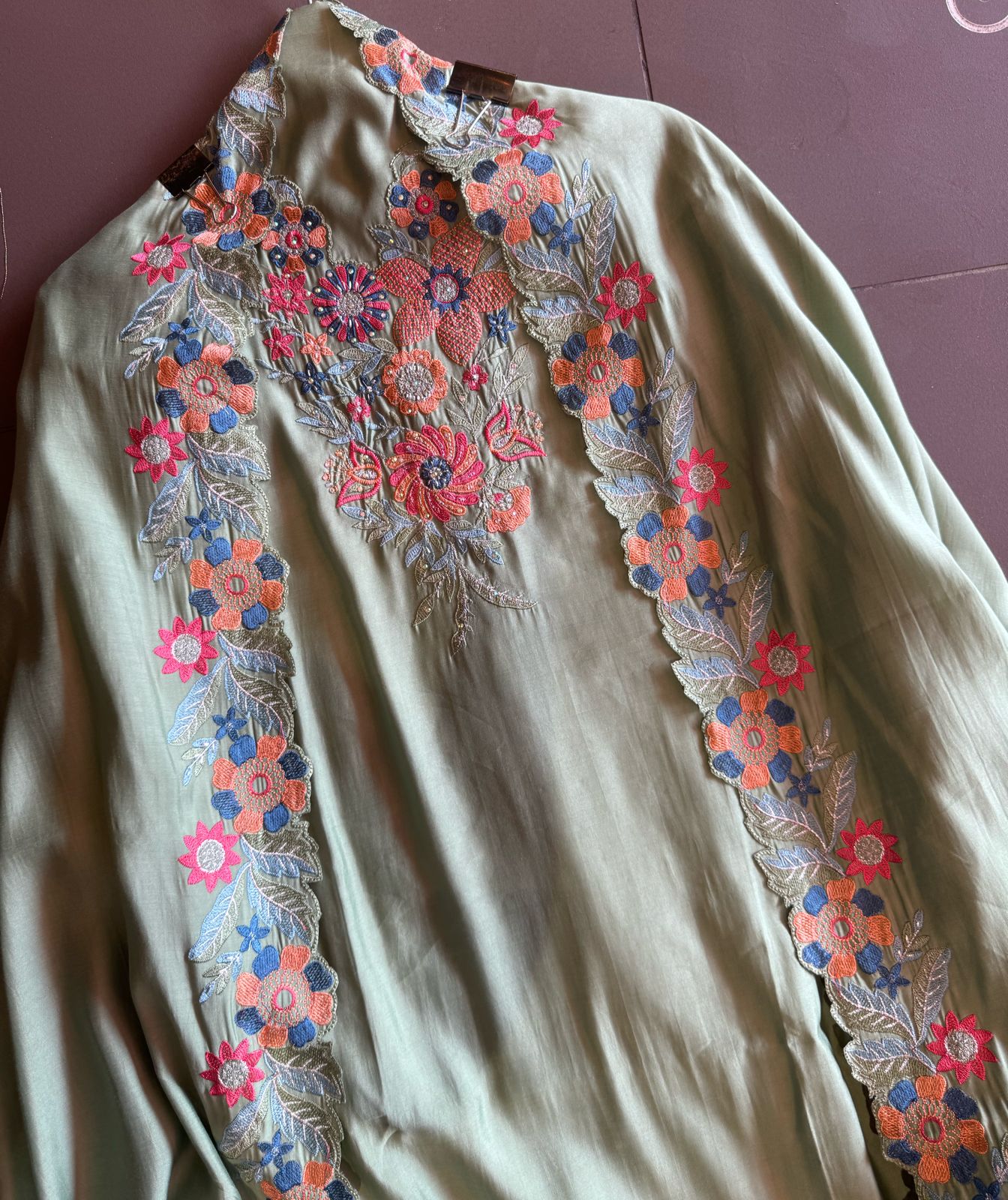 Pure jam cotton unstitched full size shirt with Thread embroidered neckline
