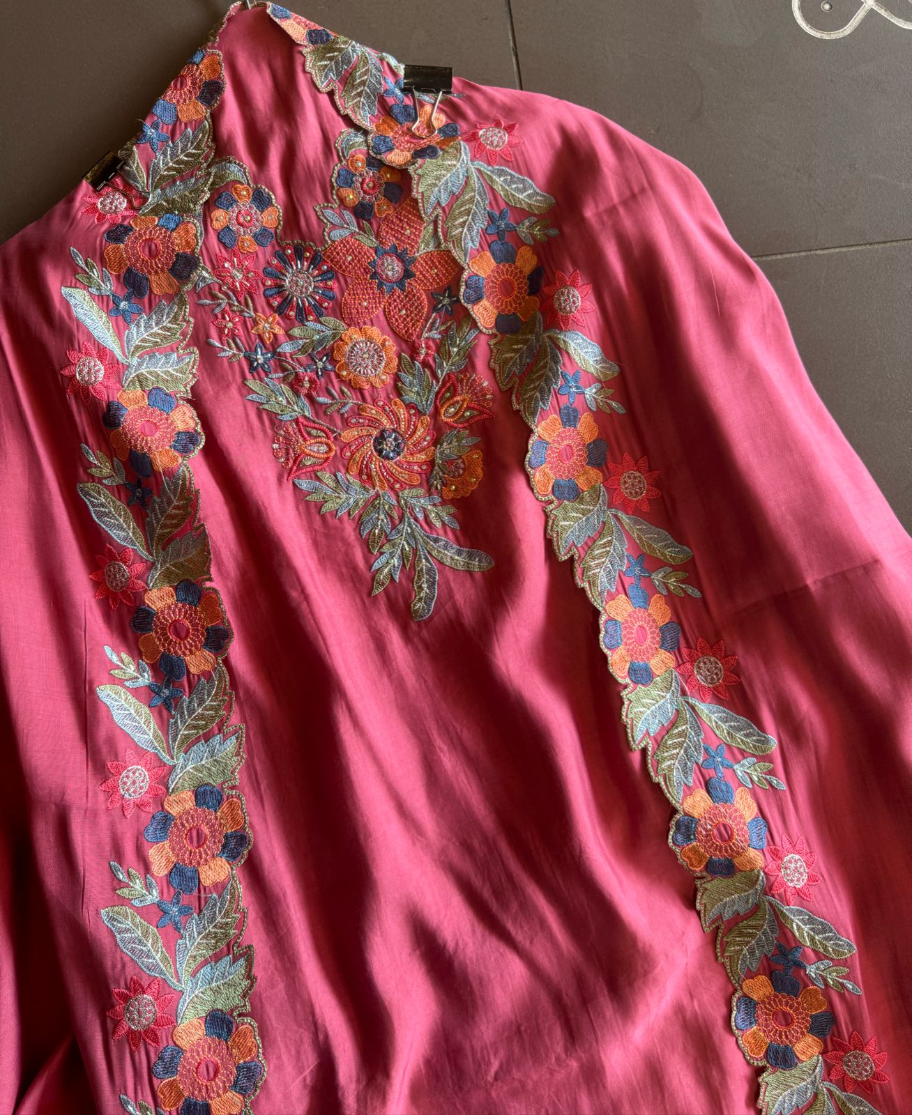 Pure jam cotton unstitched full size shirt with Thread embroidered neckline