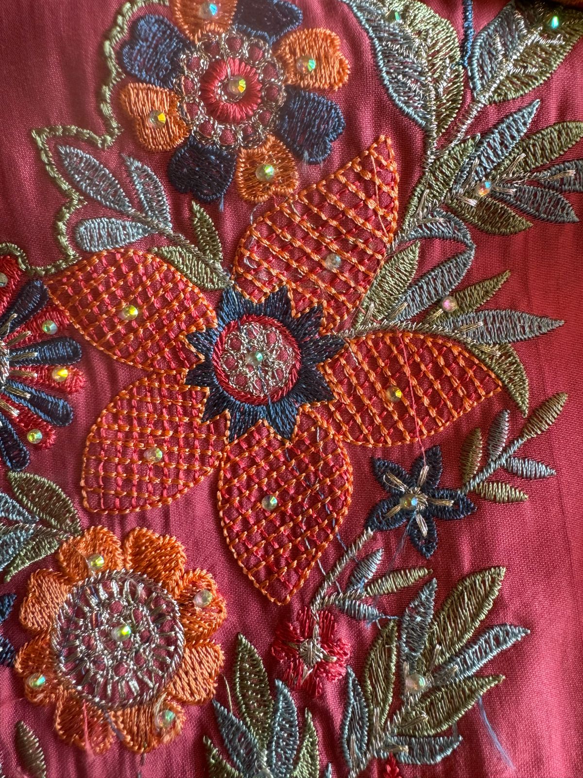 Pure jam cotton unstitched full size shirt with Thread embroidered neckline