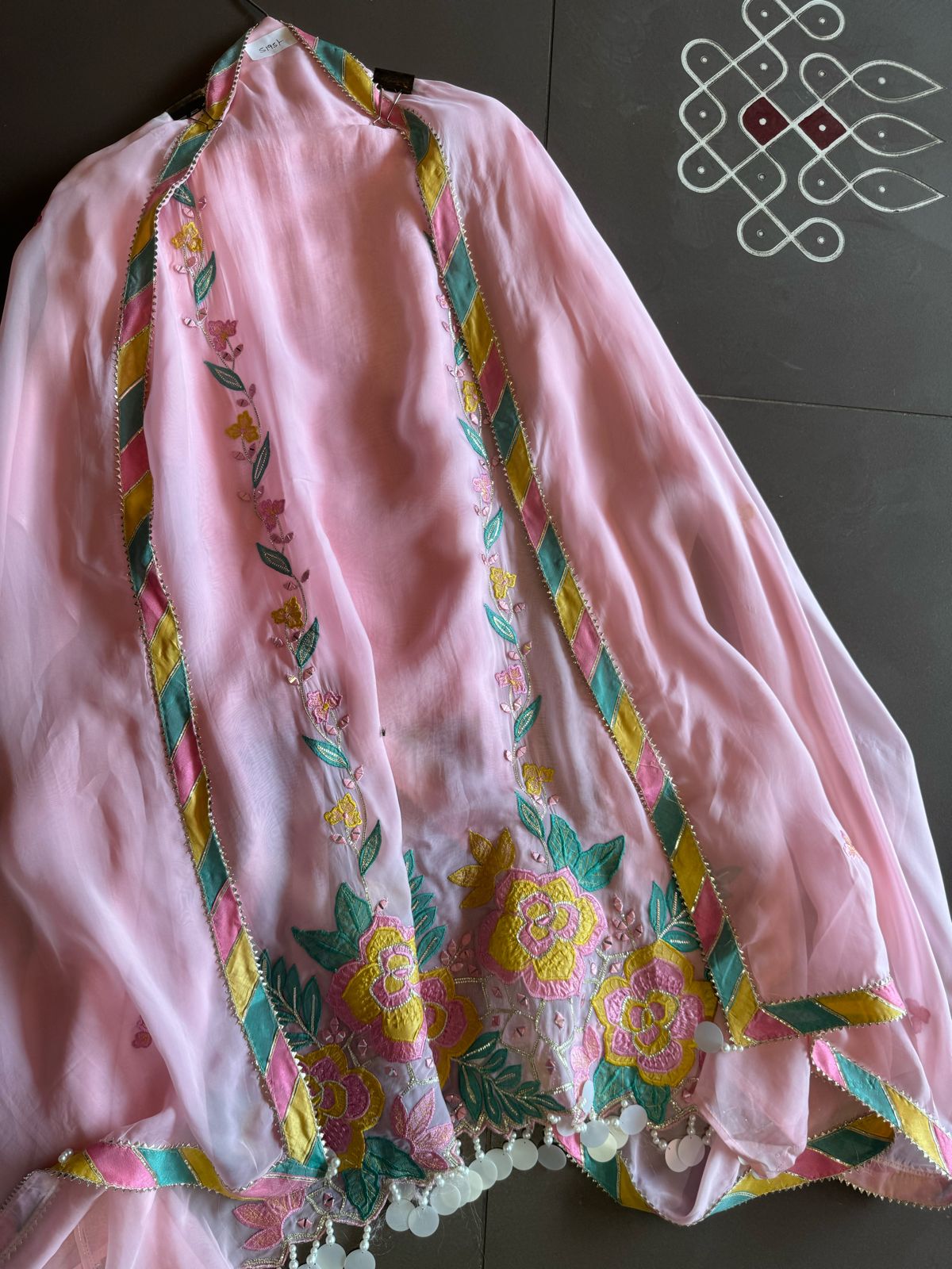 Pure soft organza unstitched designer patchwork suits