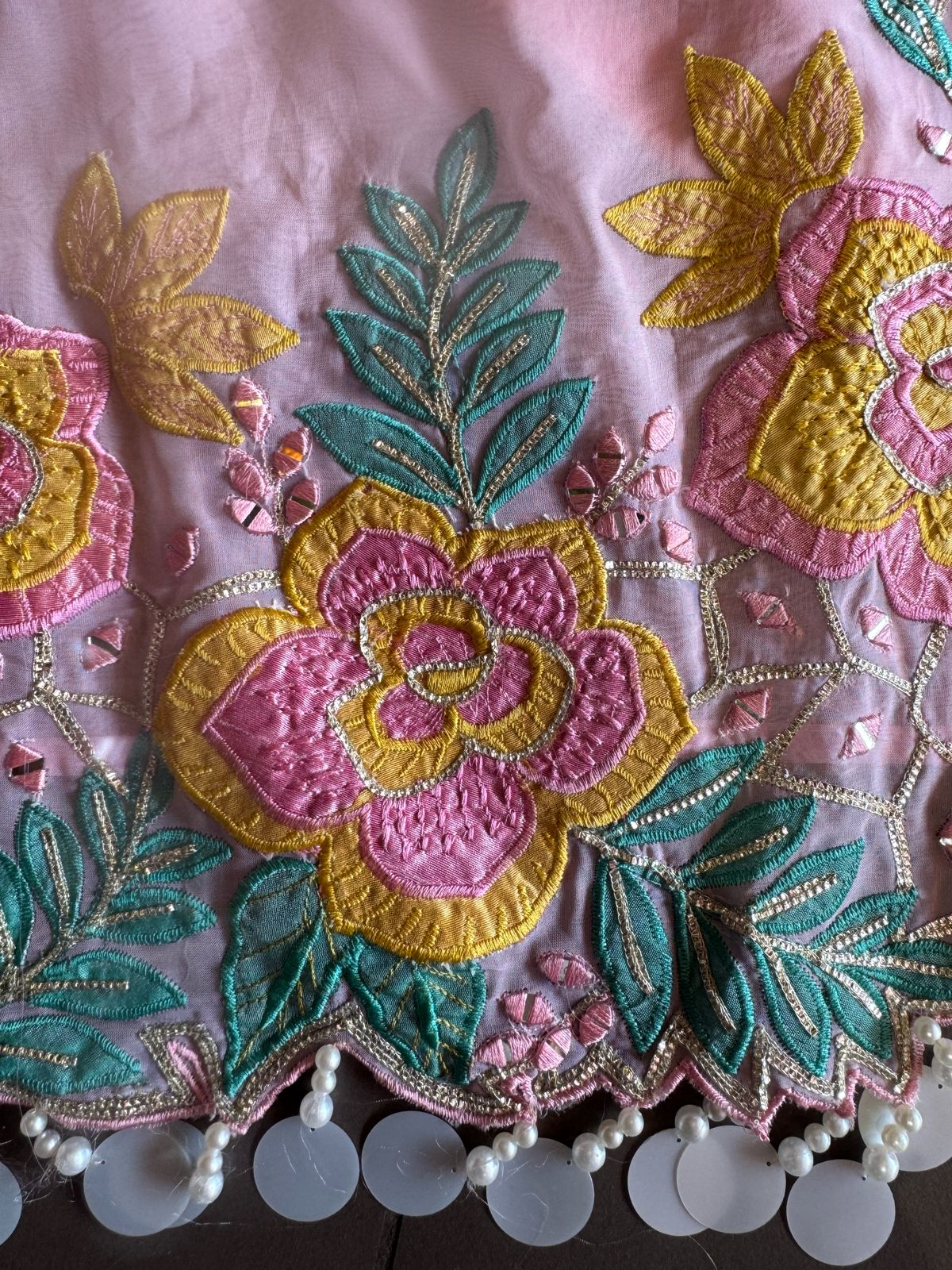 Pure soft organza unstitched designer patchwork suits