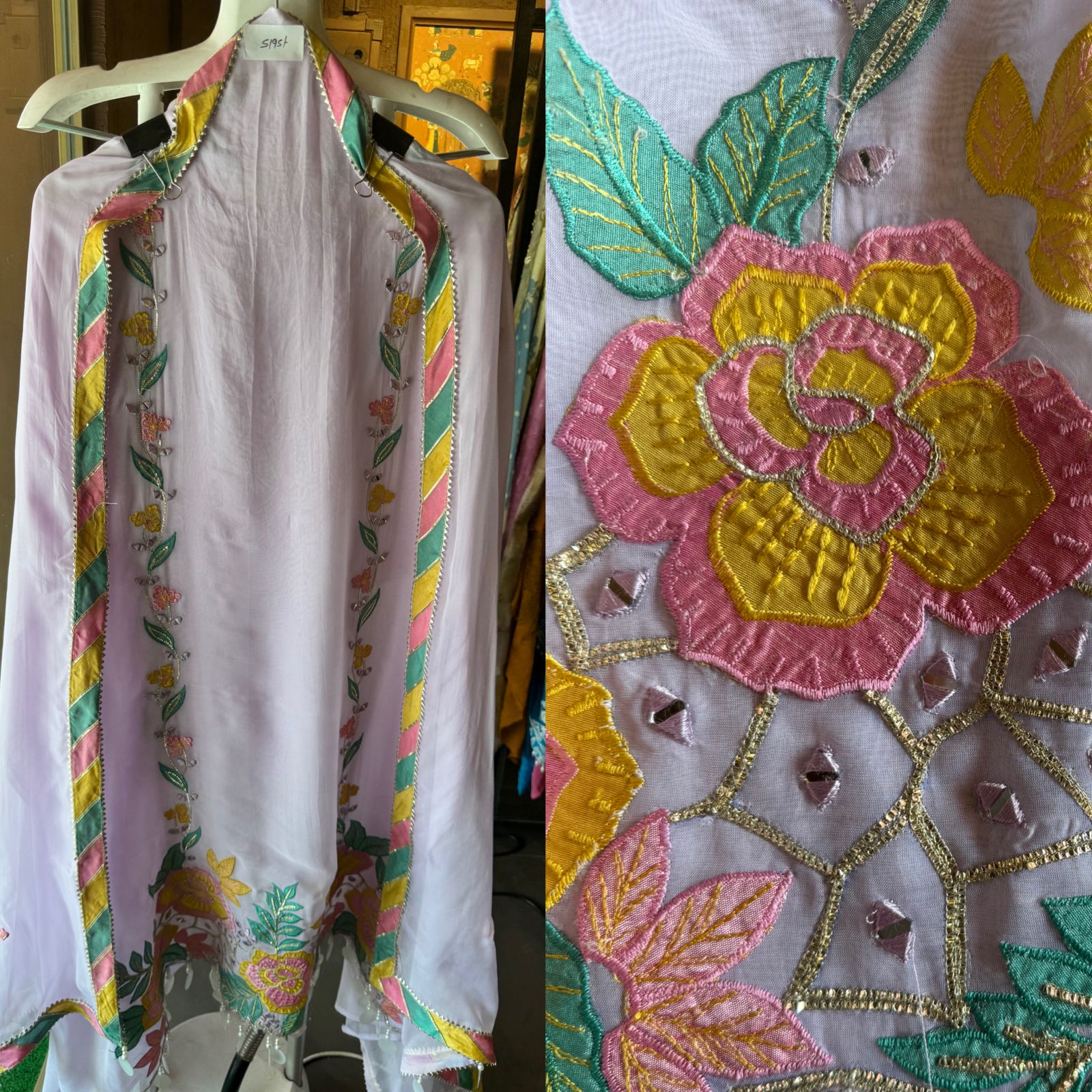 Pure soft organza unstitched designer patchwork suits