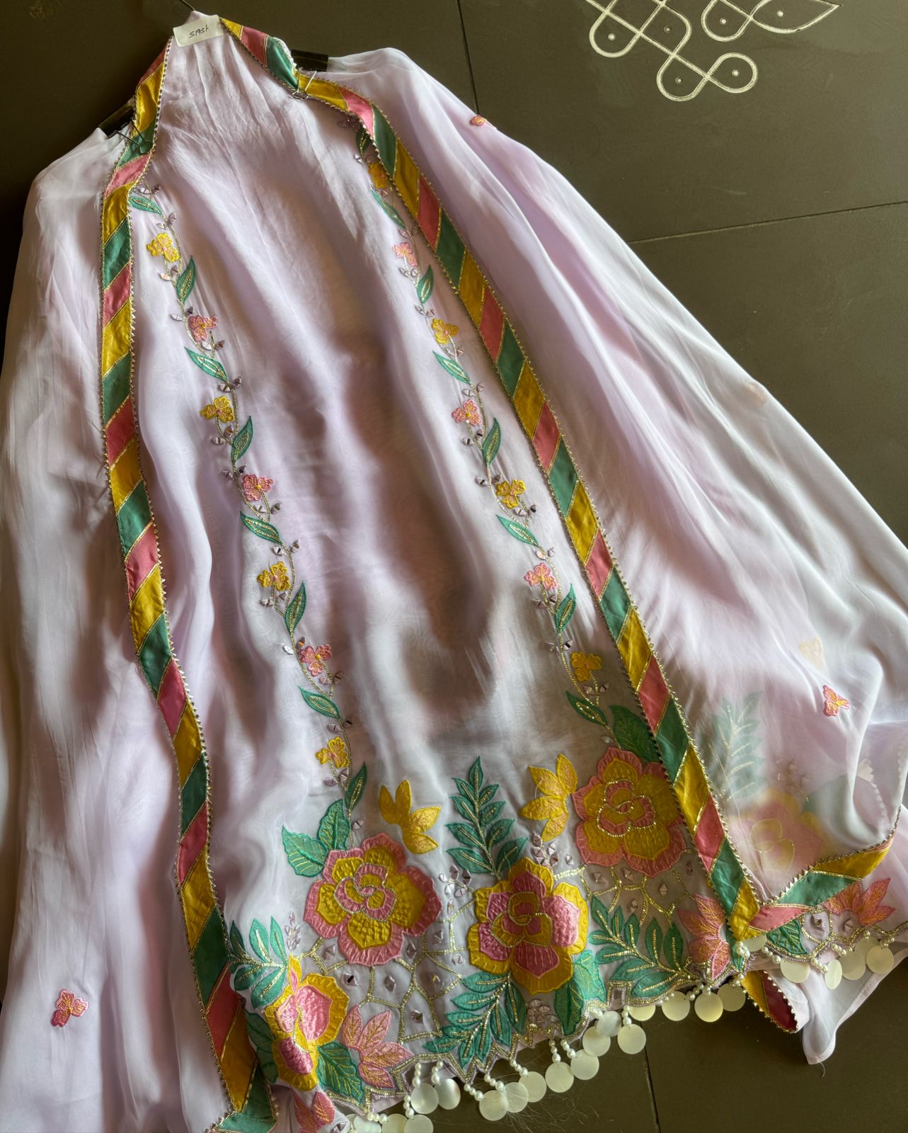 Pure soft organza unstitched designer patchwork suits