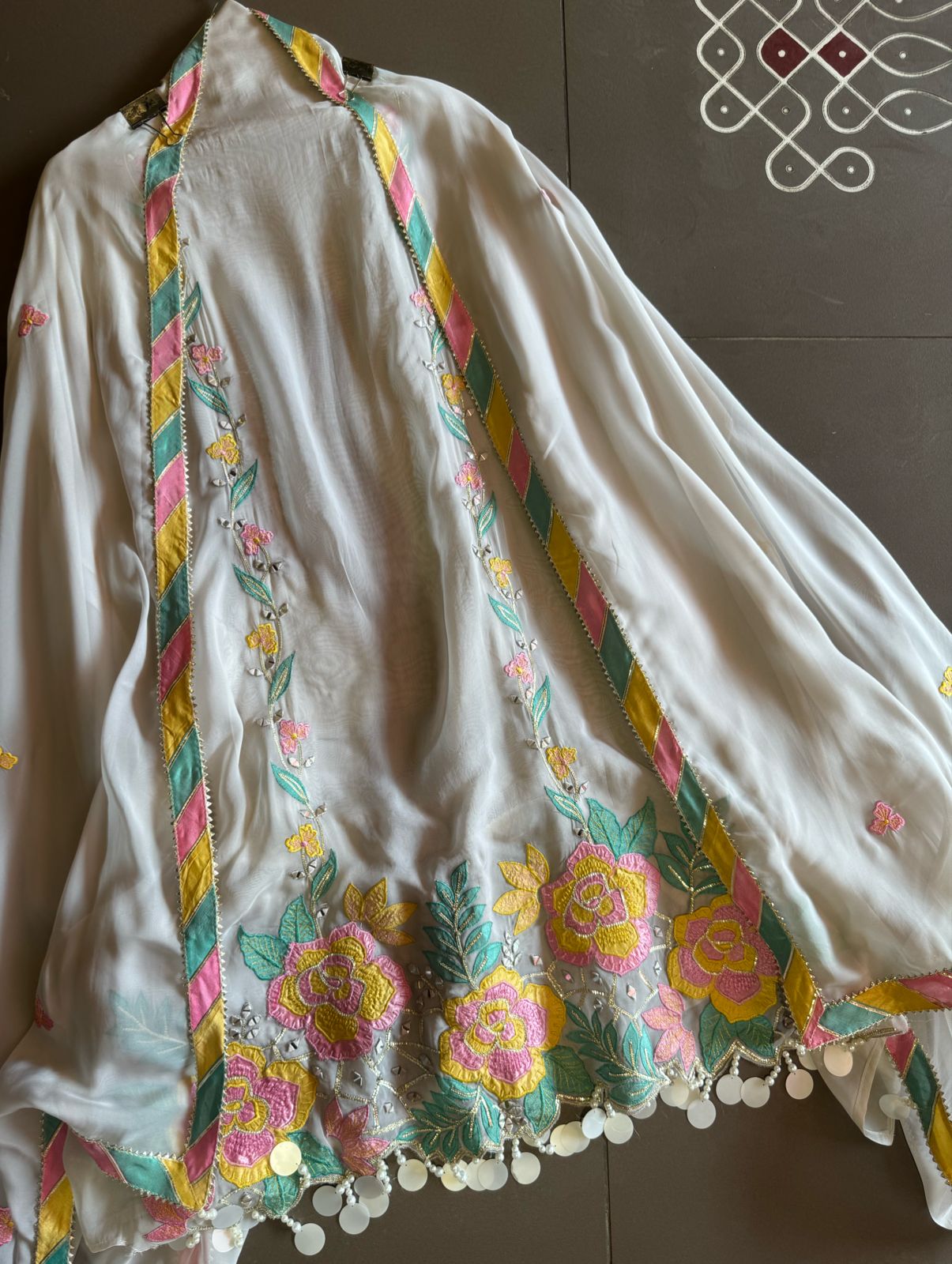 Pure soft organza unstitched designer patchwork suits