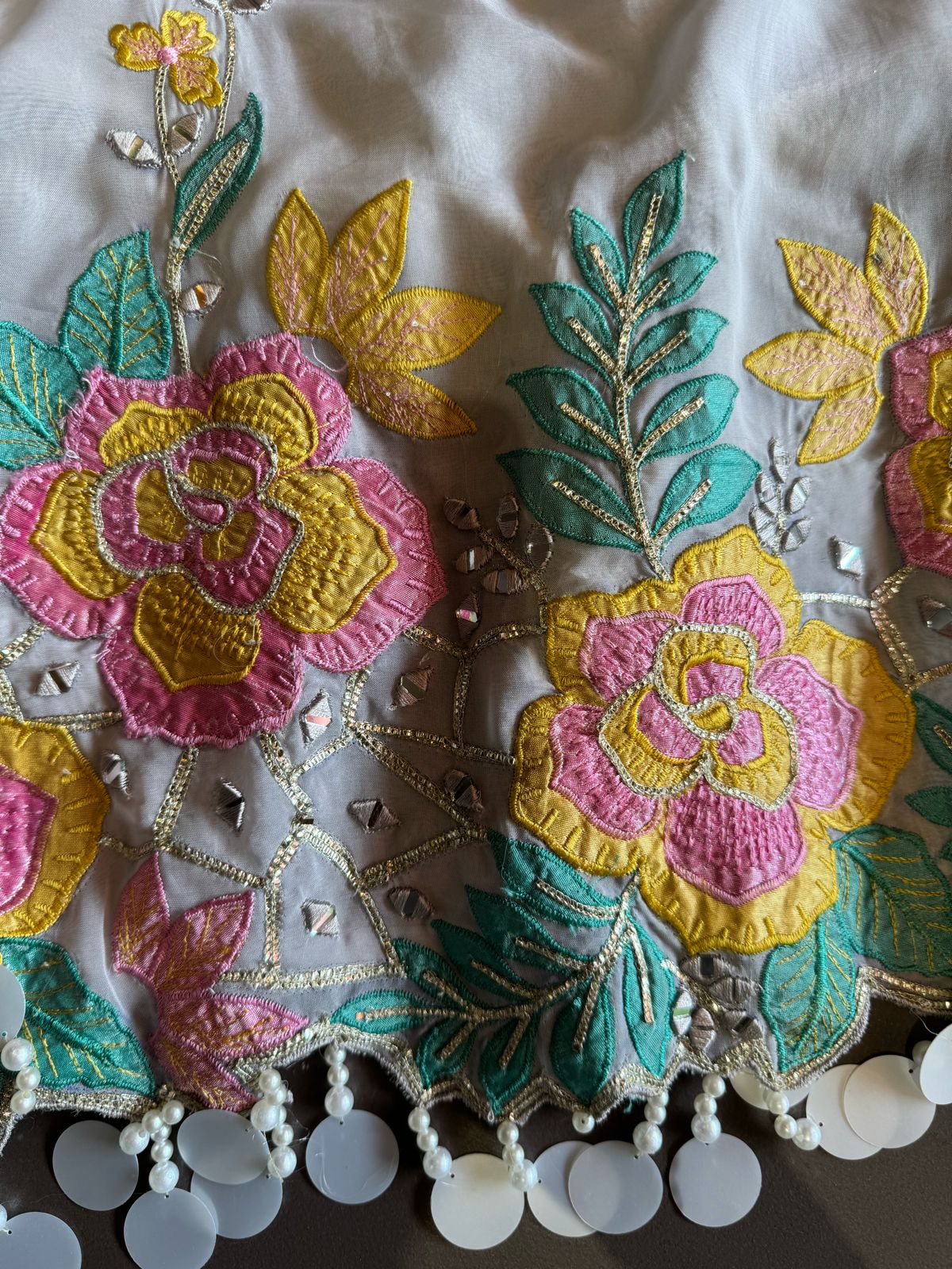 Pure soft organza unstitched designer patchwork suits