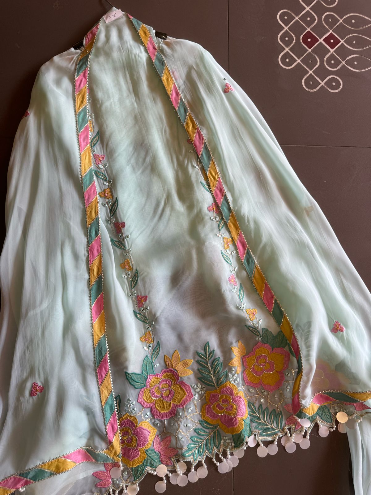 Pure soft organza unstitched designer patchwork suits