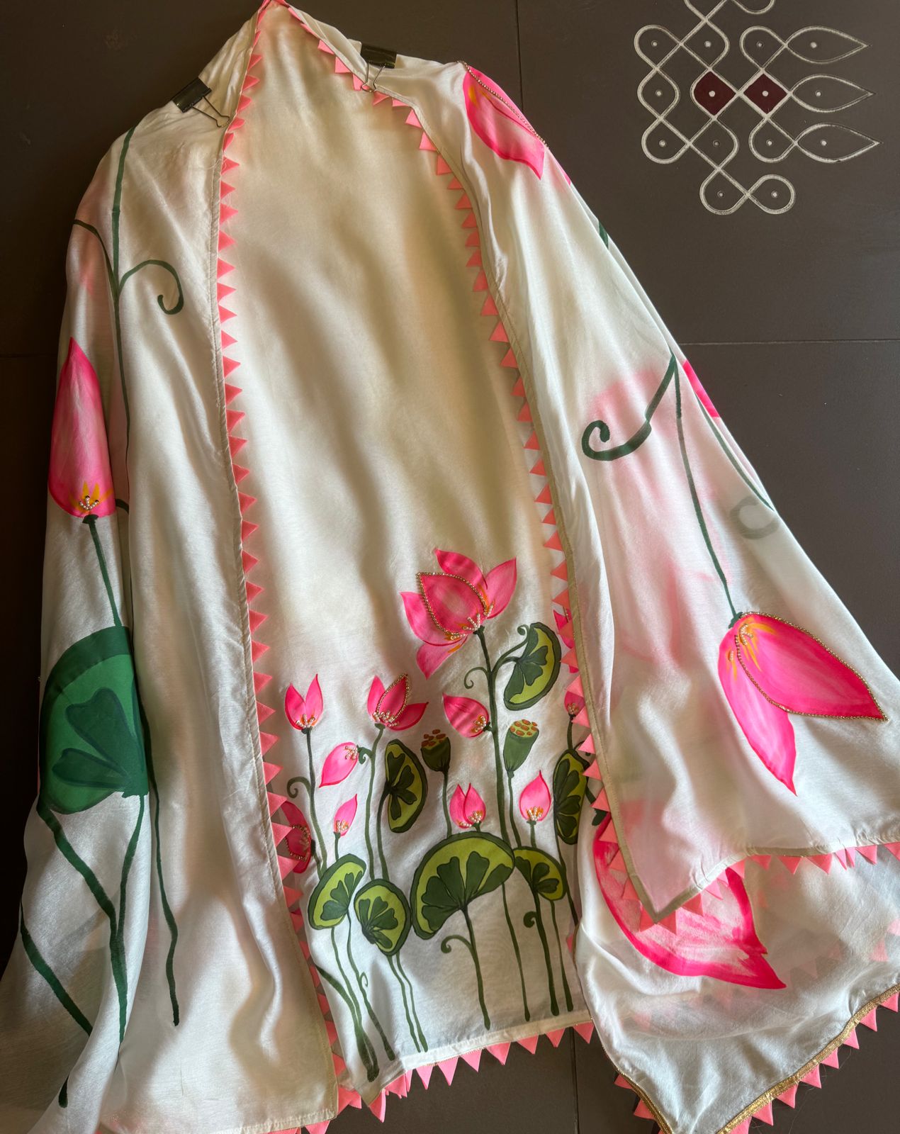 Pure chanderi unstitched Shirt Looks very classy and rich.