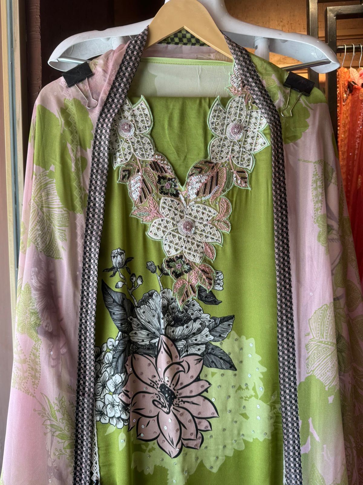 Pure satin silk Unstitched full size high quality digital printed Shirt with very beautiful