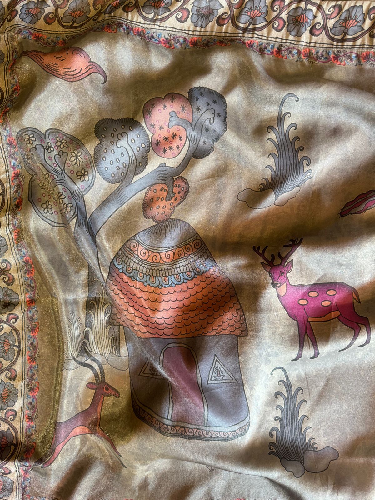 Soft tissue Unstitched Shirt With very Neat handwork done on the neck Patti and The shirt front.