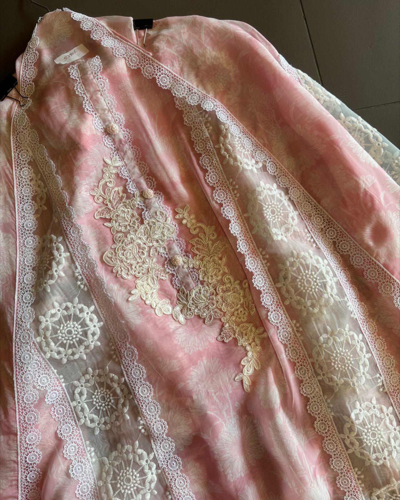 Pure soft organza digital printed shirt with very beautiful dori embroidery done