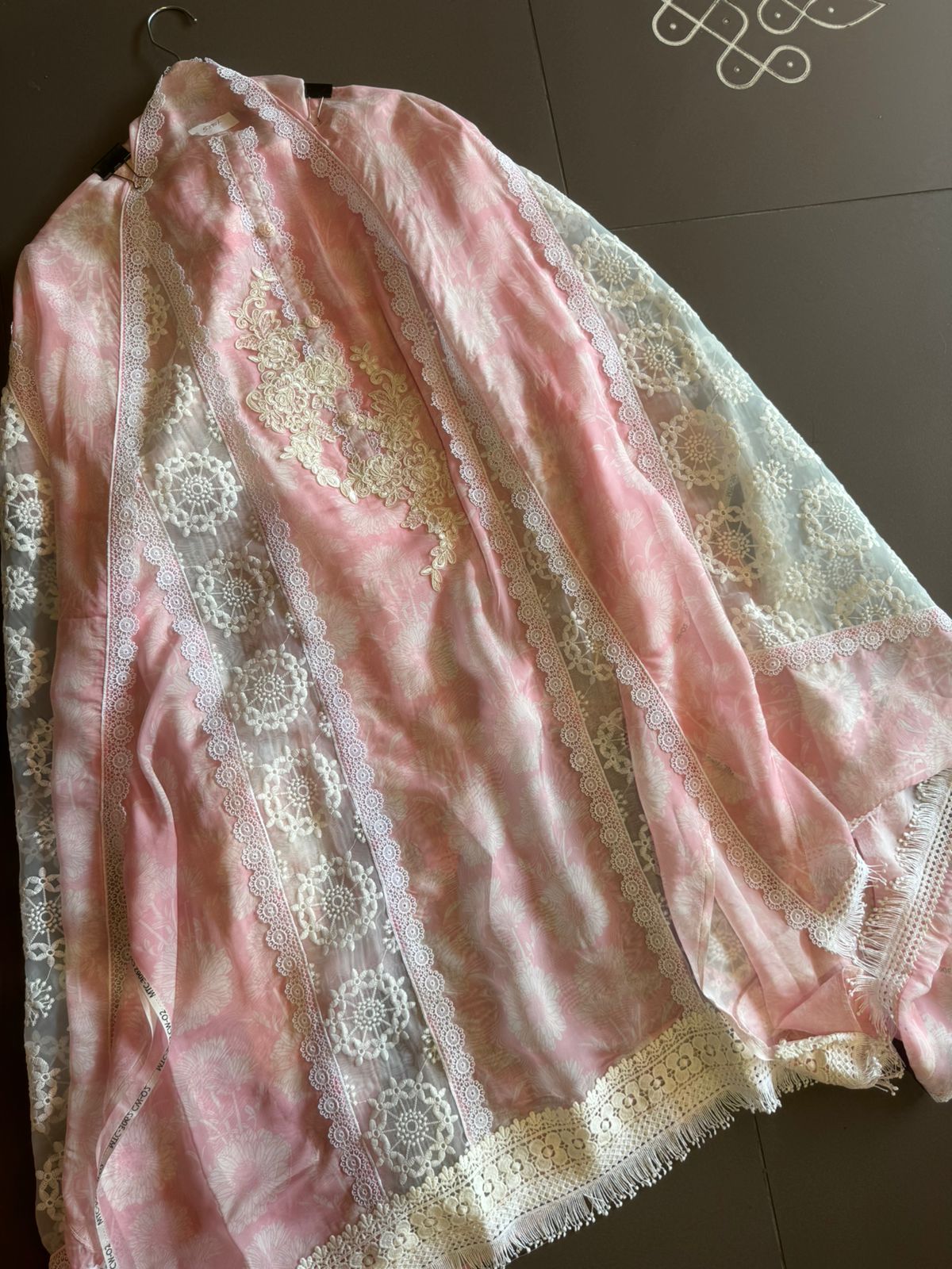 Pure soft organza digital printed shirt with very beautiful dori embroidery done