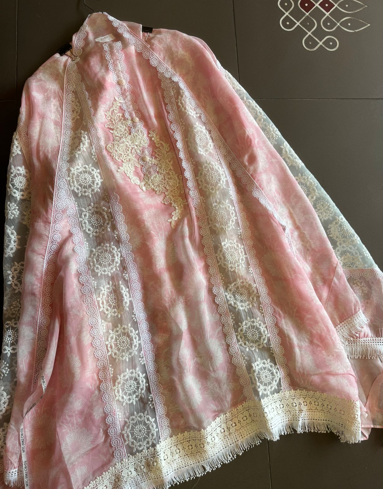 Pure soft organza digital printed shirt with very beautiful dori embroidery done