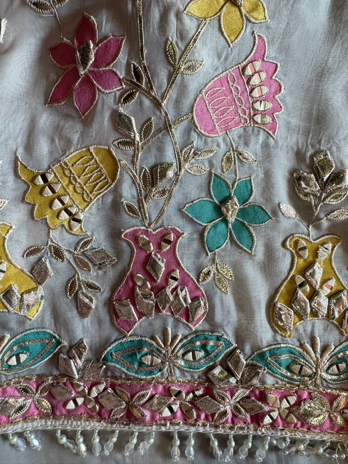 Soft organza Unstitched shirt Full on size with Very beautiful Neckwork done