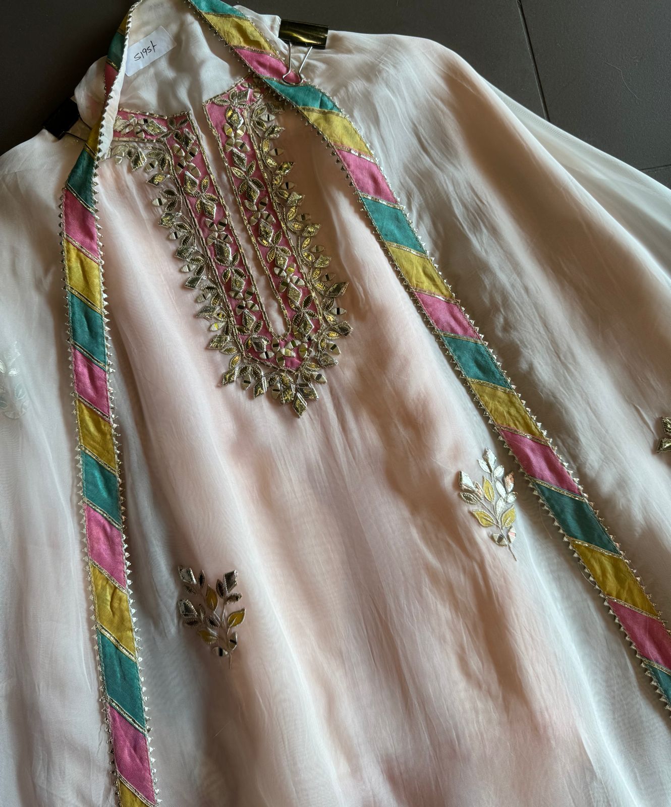 Soft organza Unstitched shirt Full on size with Very beautiful Neckwork done