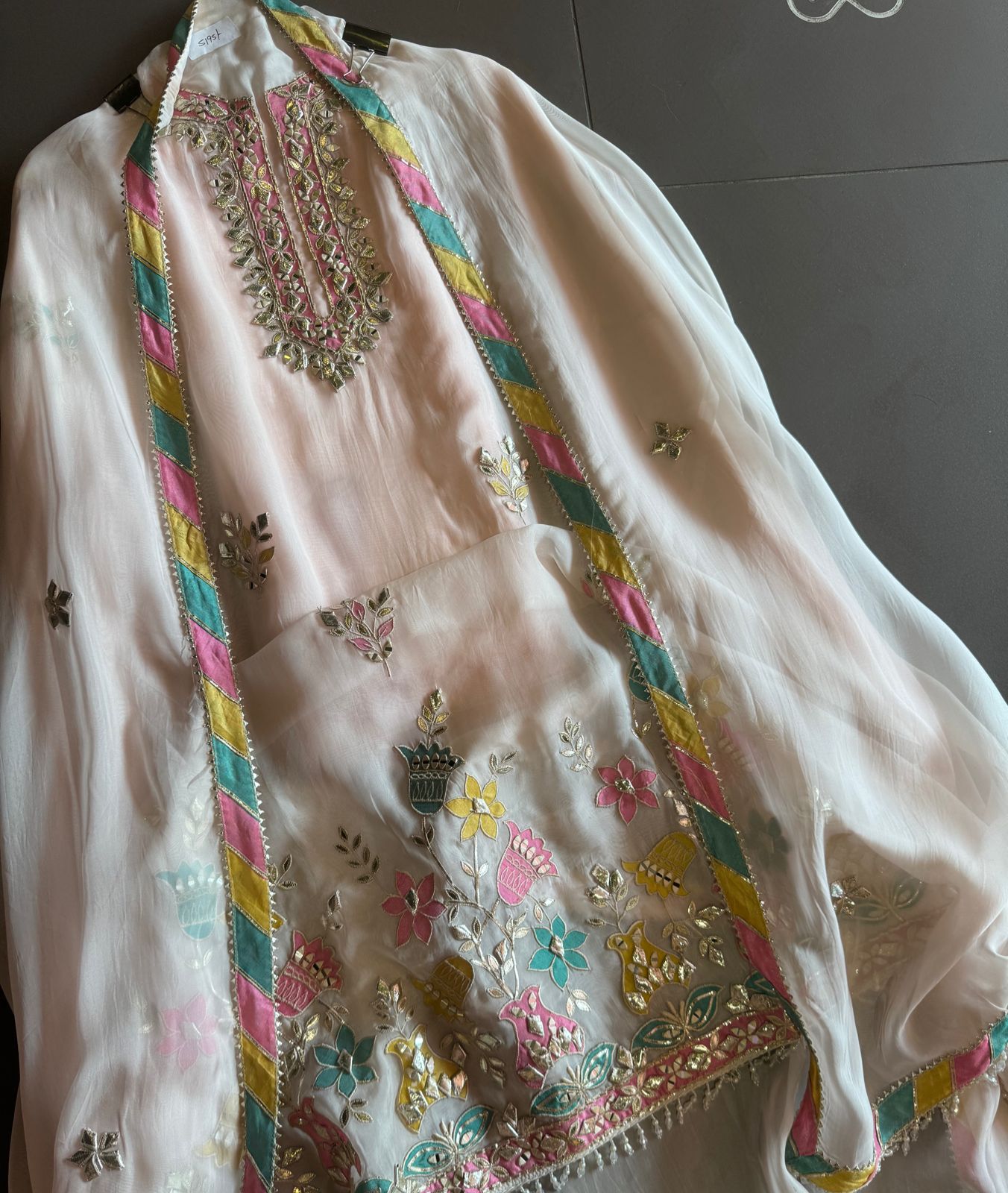 Soft organza Unstitched shirt Full on size with Very beautiful Neckwork done