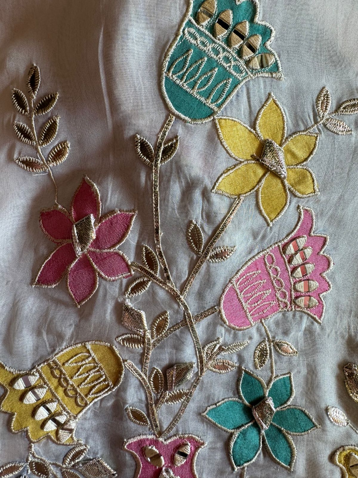 Soft organza Unstitched shirt Full on size with Very beautiful Neckwork done