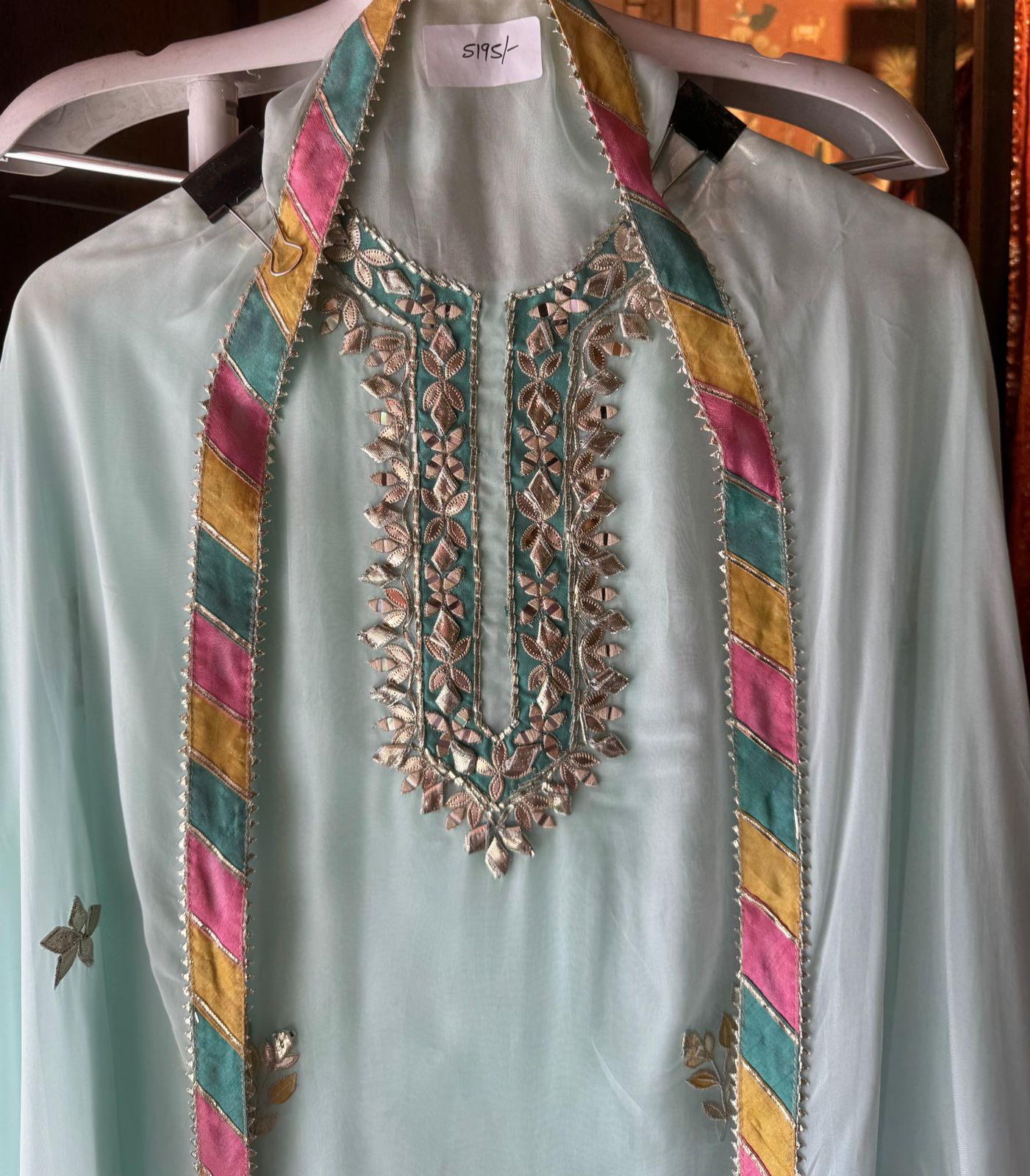 Soft organza Unstitched shirt Full on size with Very beautiful Neckwork done