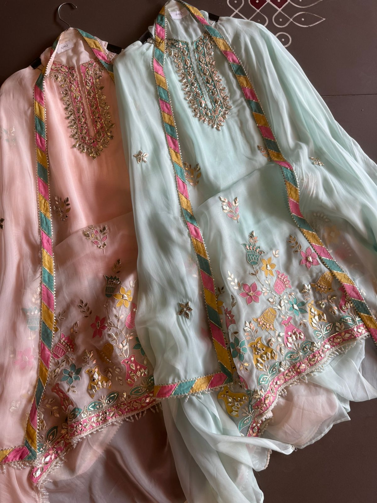 Soft organza Unstitched shirt Full on size with Very beautiful Neckwork done