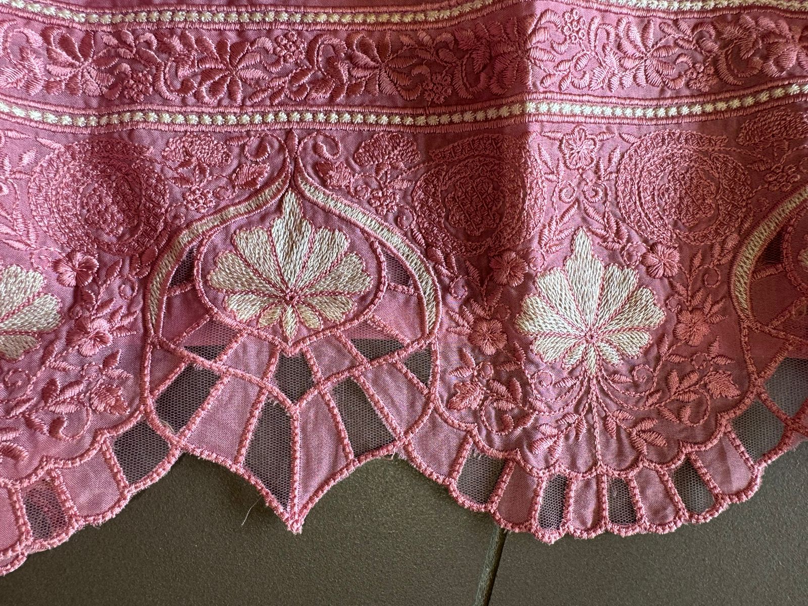 Soft organza unstitched Shirt with thread work neck Patti with button detailings