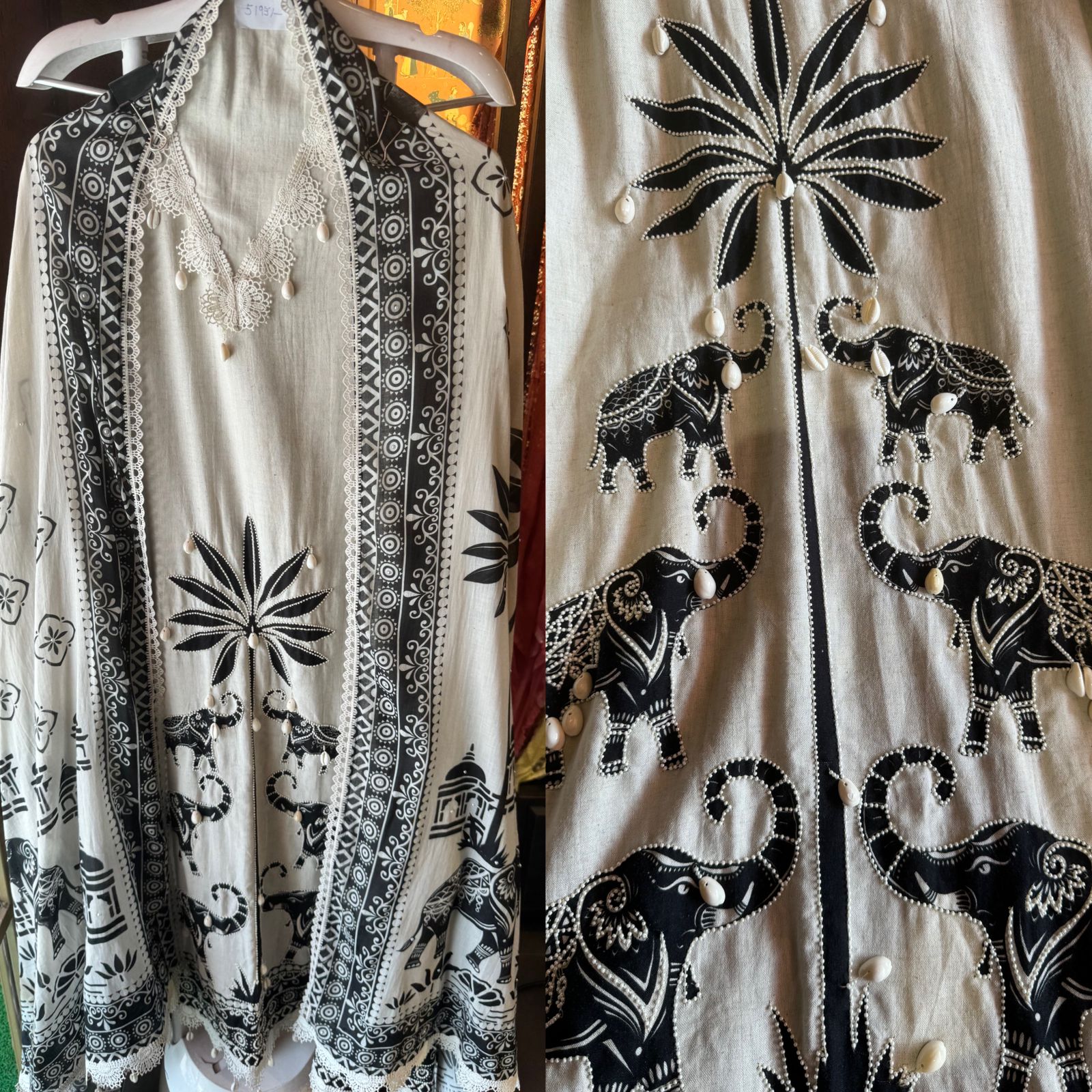 Pure Handloom cotton high quality digital printed unstitched full size suit with very smart shankh lace