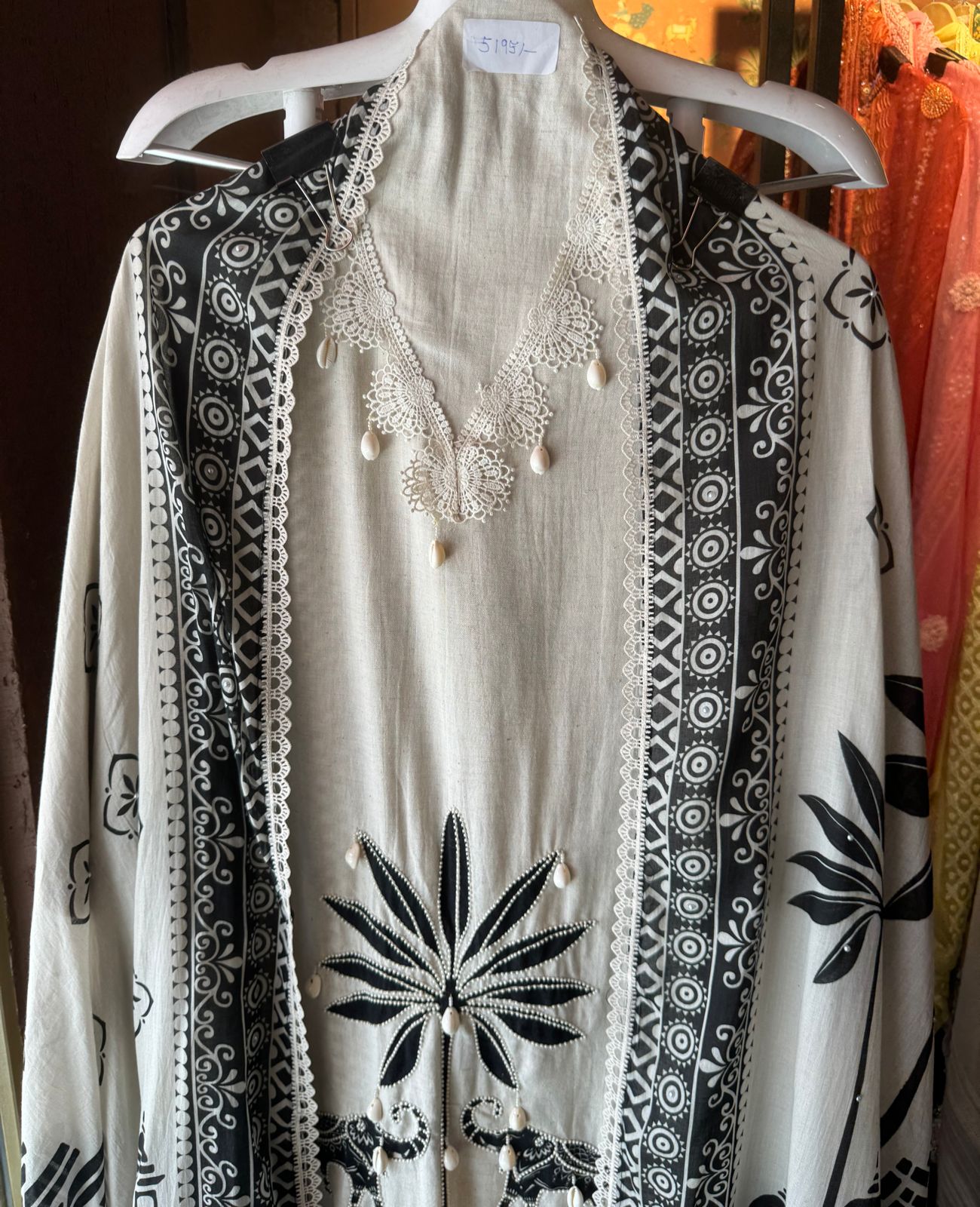 Pure Handloom cotton high quality digital printed unstitched full size suit with very smart shankh lace